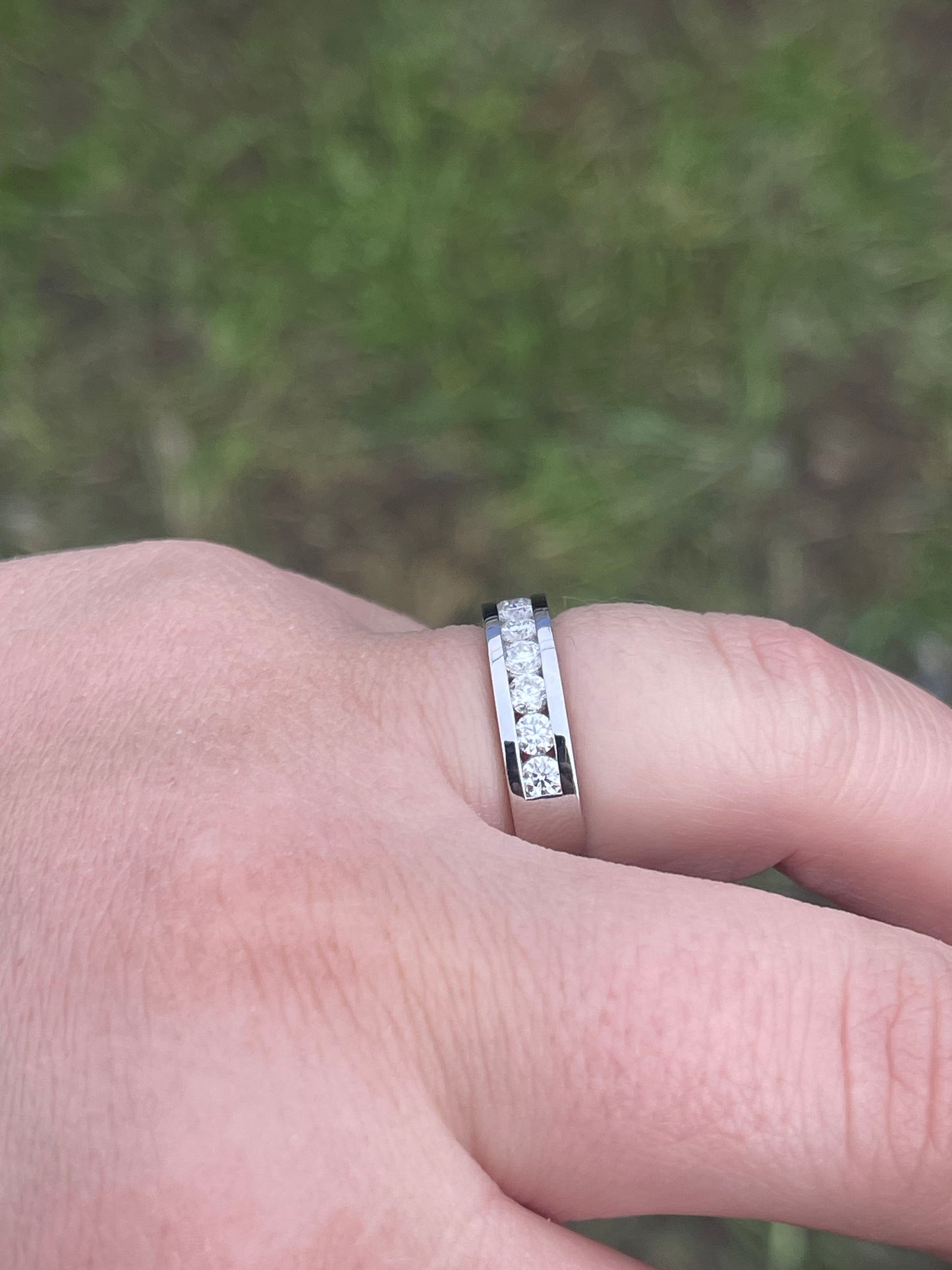 Harrison Moissanite Sterling Silver Wedding Band