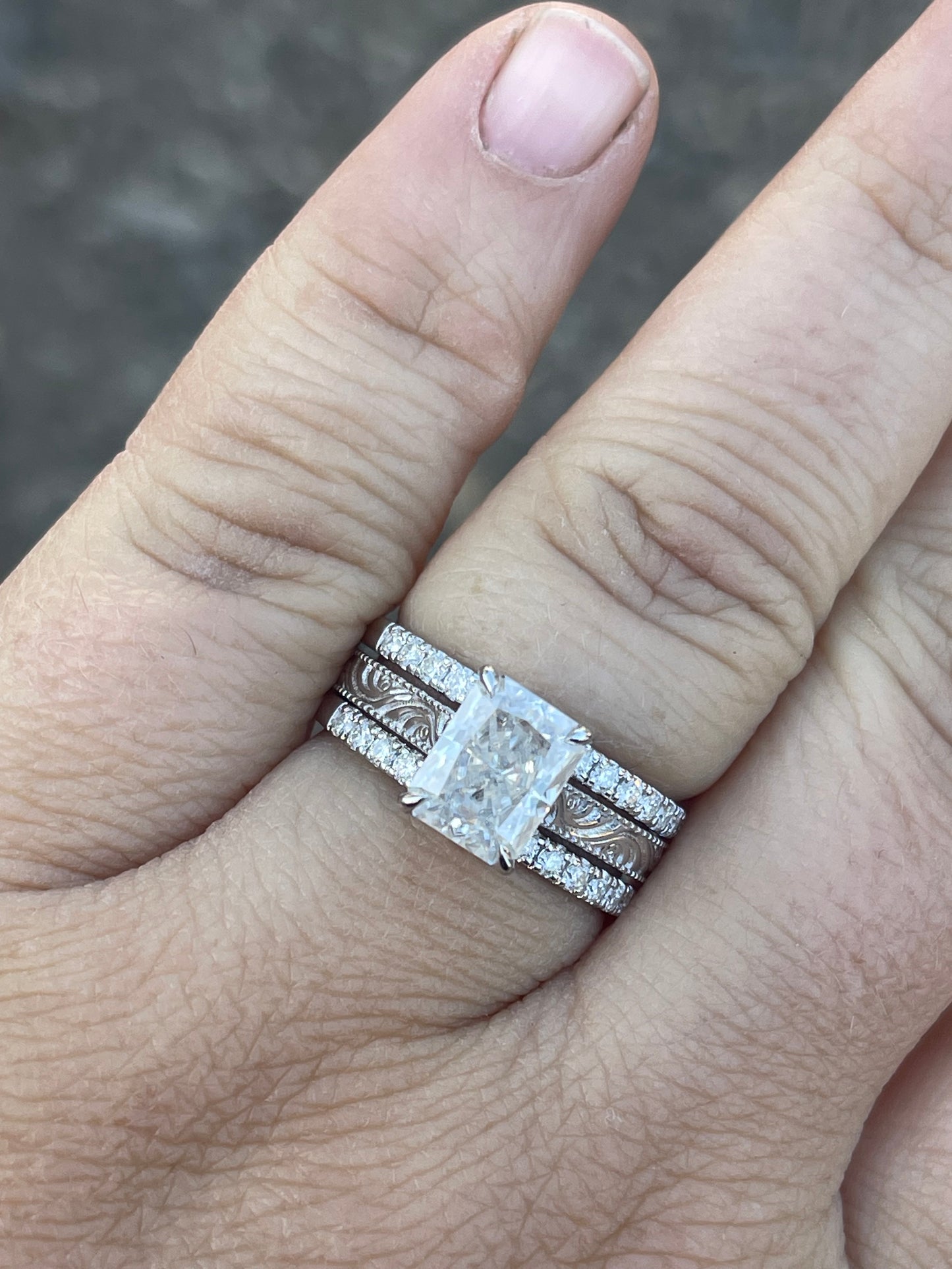 Chancie Moissanite Insert Sterling Silver Wedding Ring