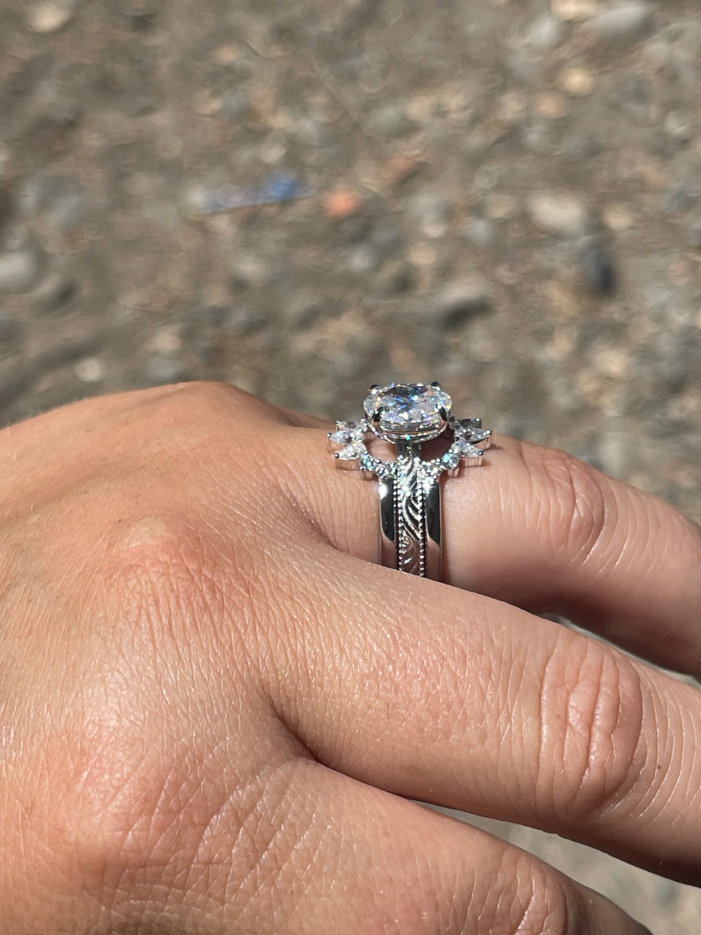 Melody Moissanite Sterling Silver Wedding Ring