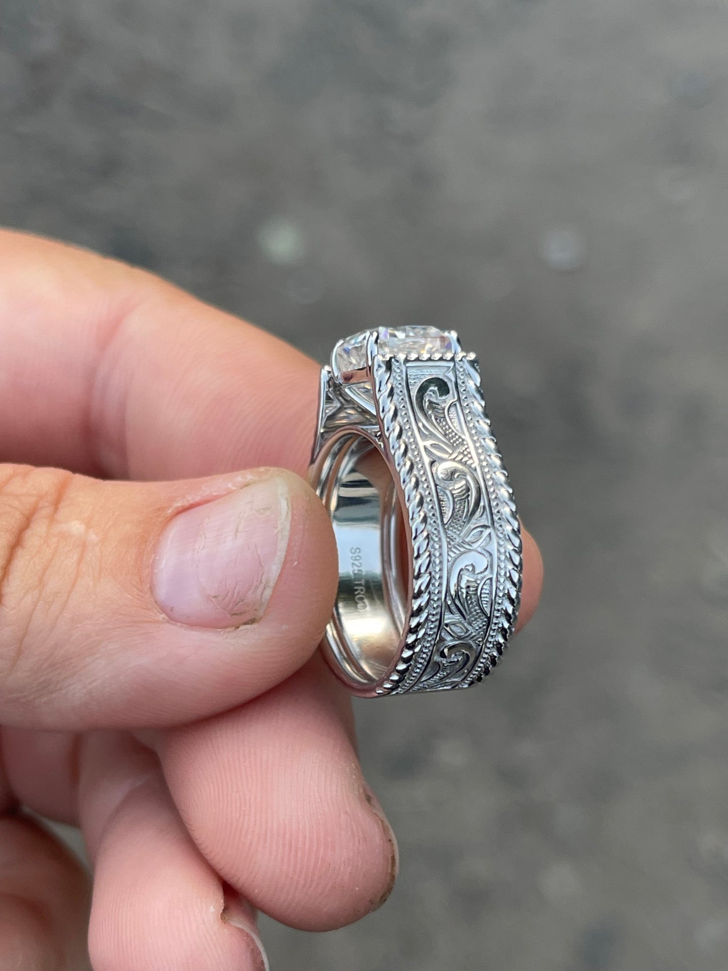 Rein 6US Sterling Silver Engagement Ring