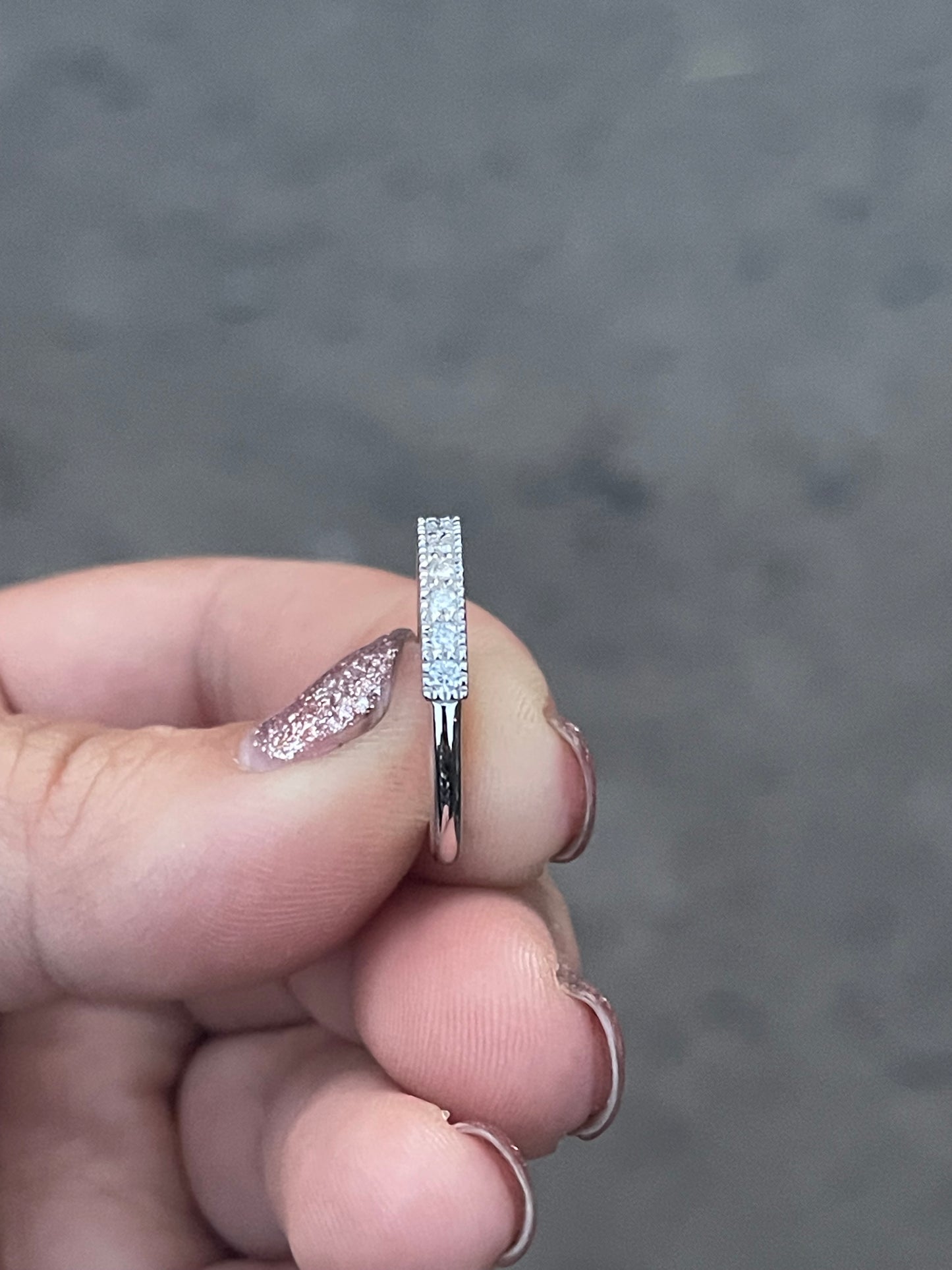 Marren Moissanite Sterling Silver Wedding Band