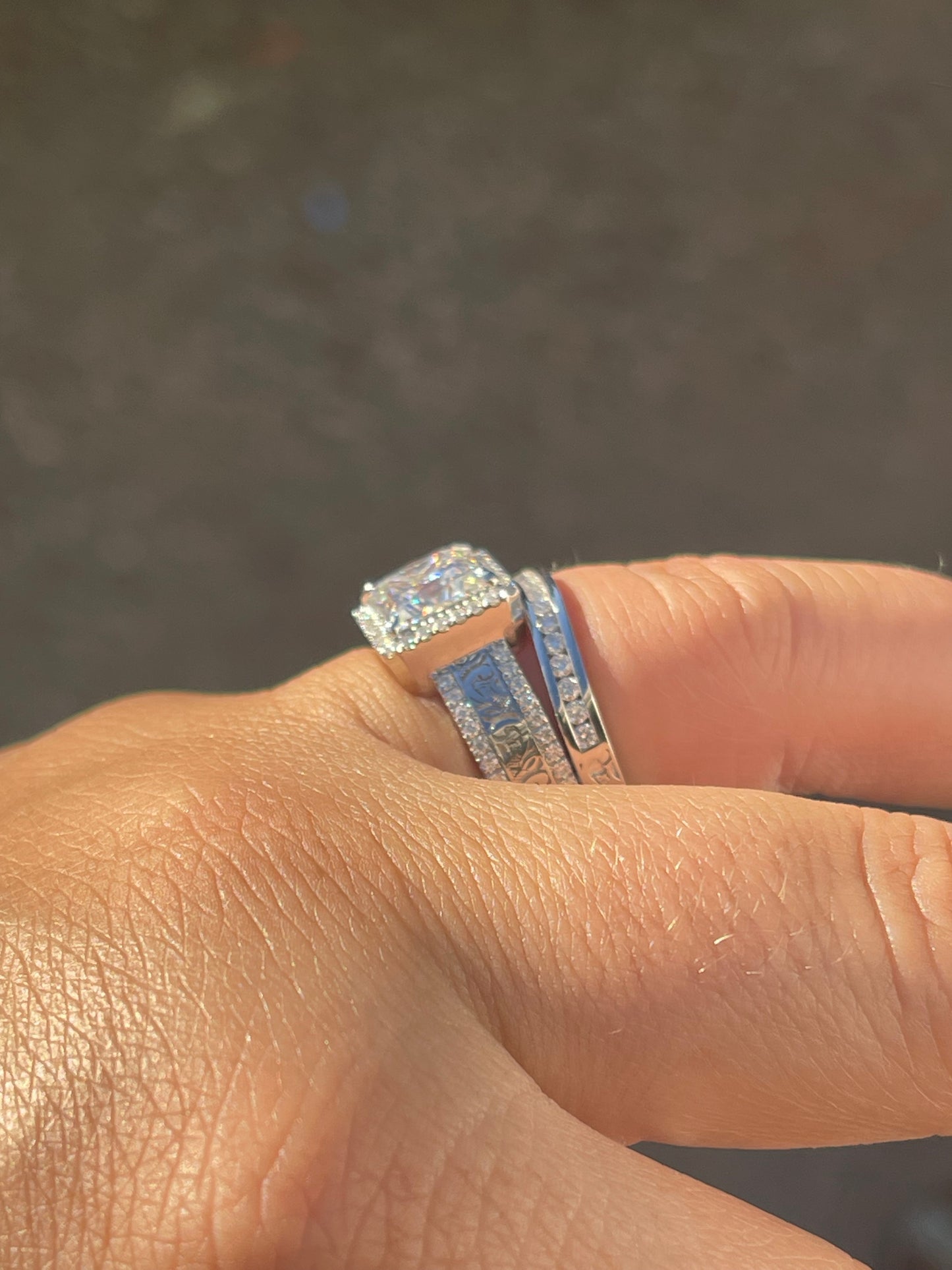 Kennie Moissanite Sterling Silver Wedding Band