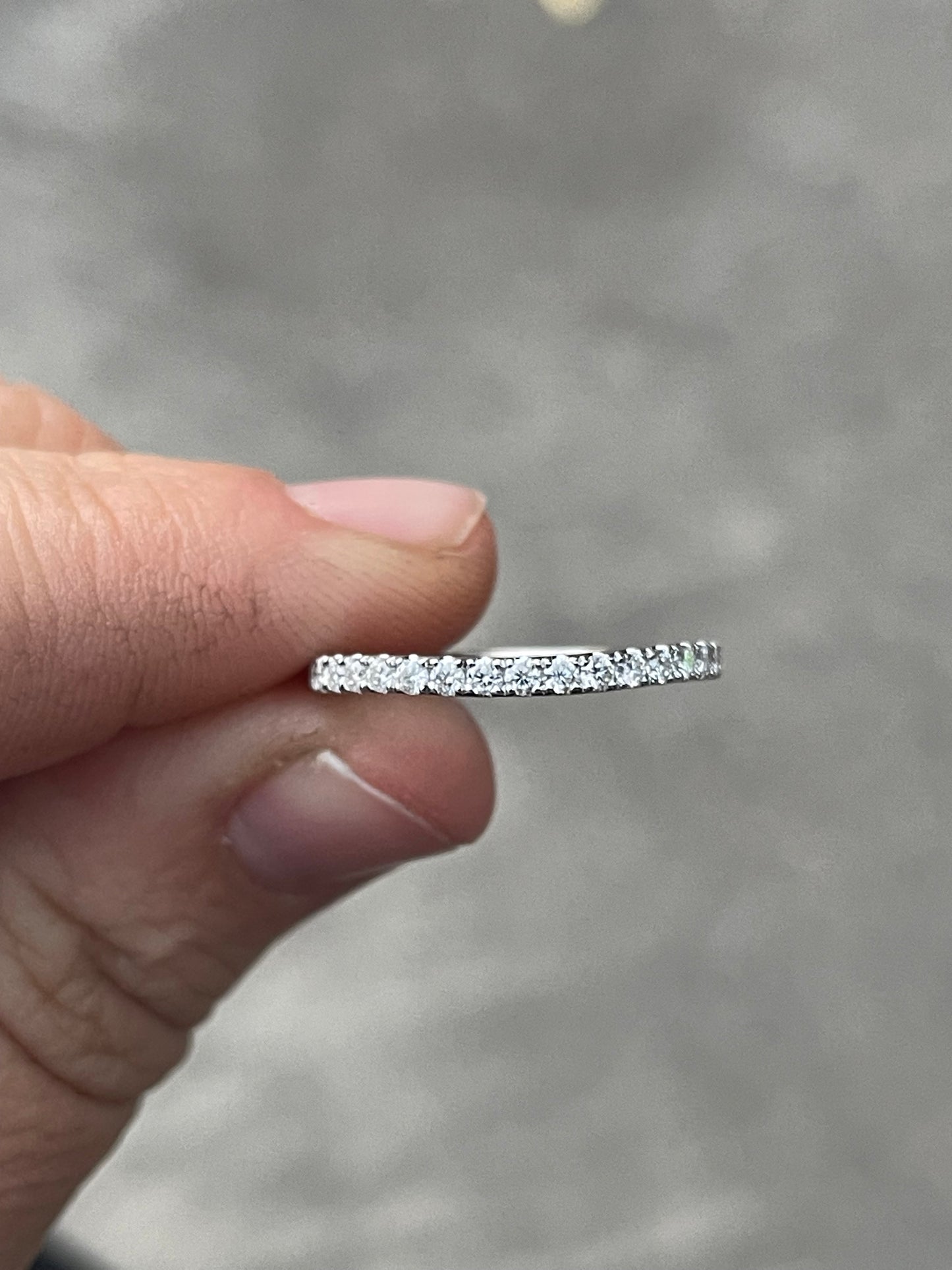 Curved Rylee Sterling Silver Moissanite Wedding Band