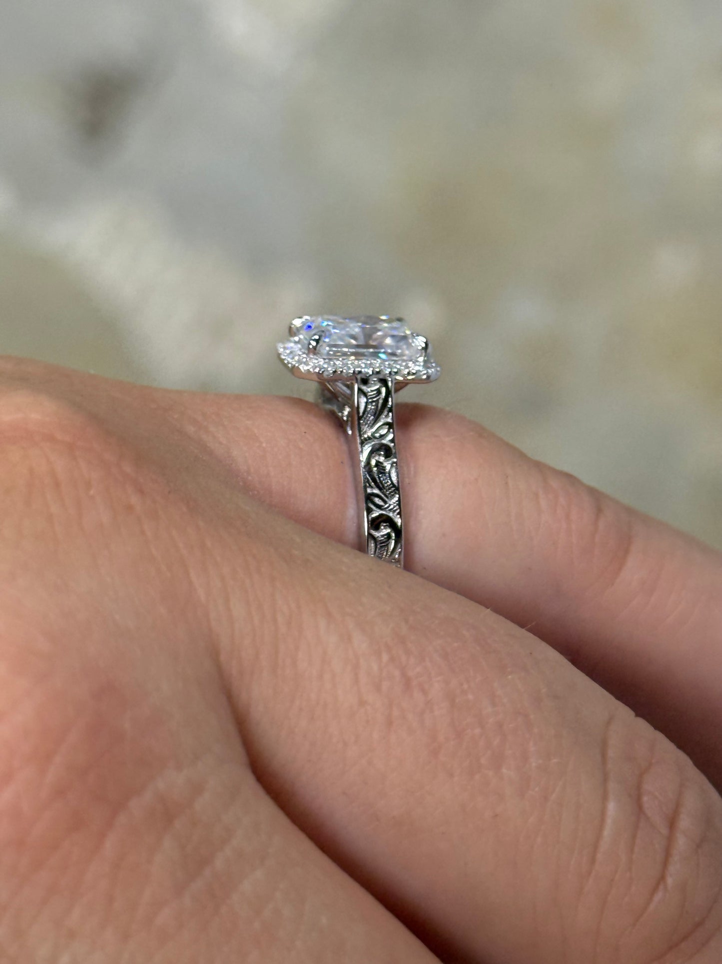 Nadeen Cathedral Sterling Silver Engagement Ring