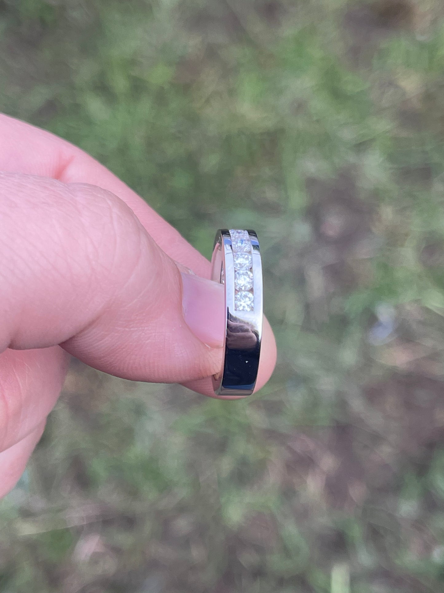Harrison Moissanite Sterling Silver Wedding Band