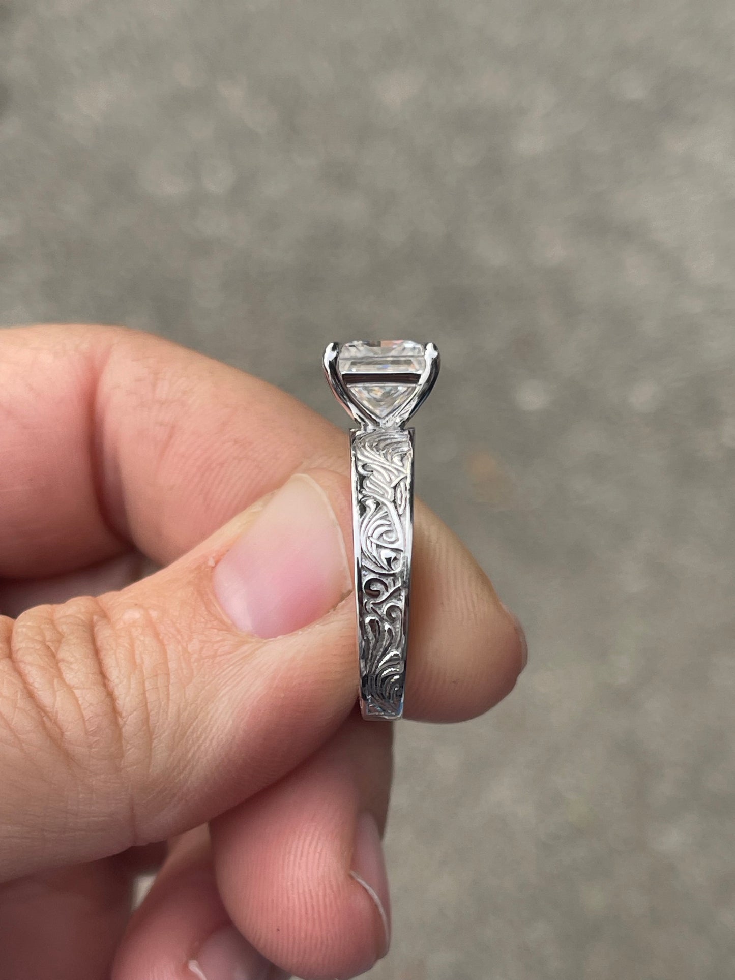 Elk Antler 1.5ct Princess Cut Sterling Silver Engagement Ring