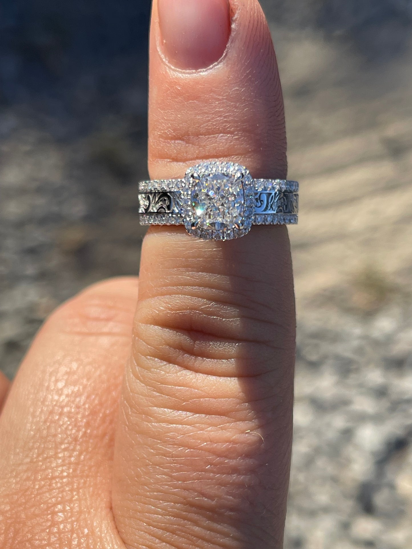 Jean DIAMOND 9US 14K White Gold Engagement Ring