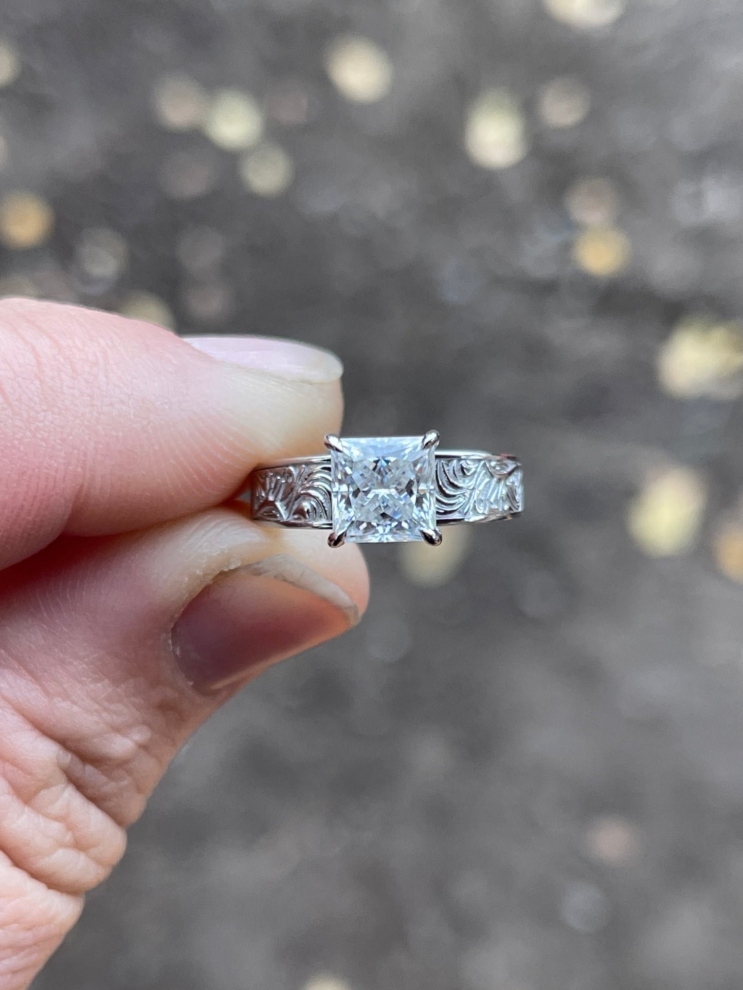 Elk Antler 1.5ct Princess Engagement Ring