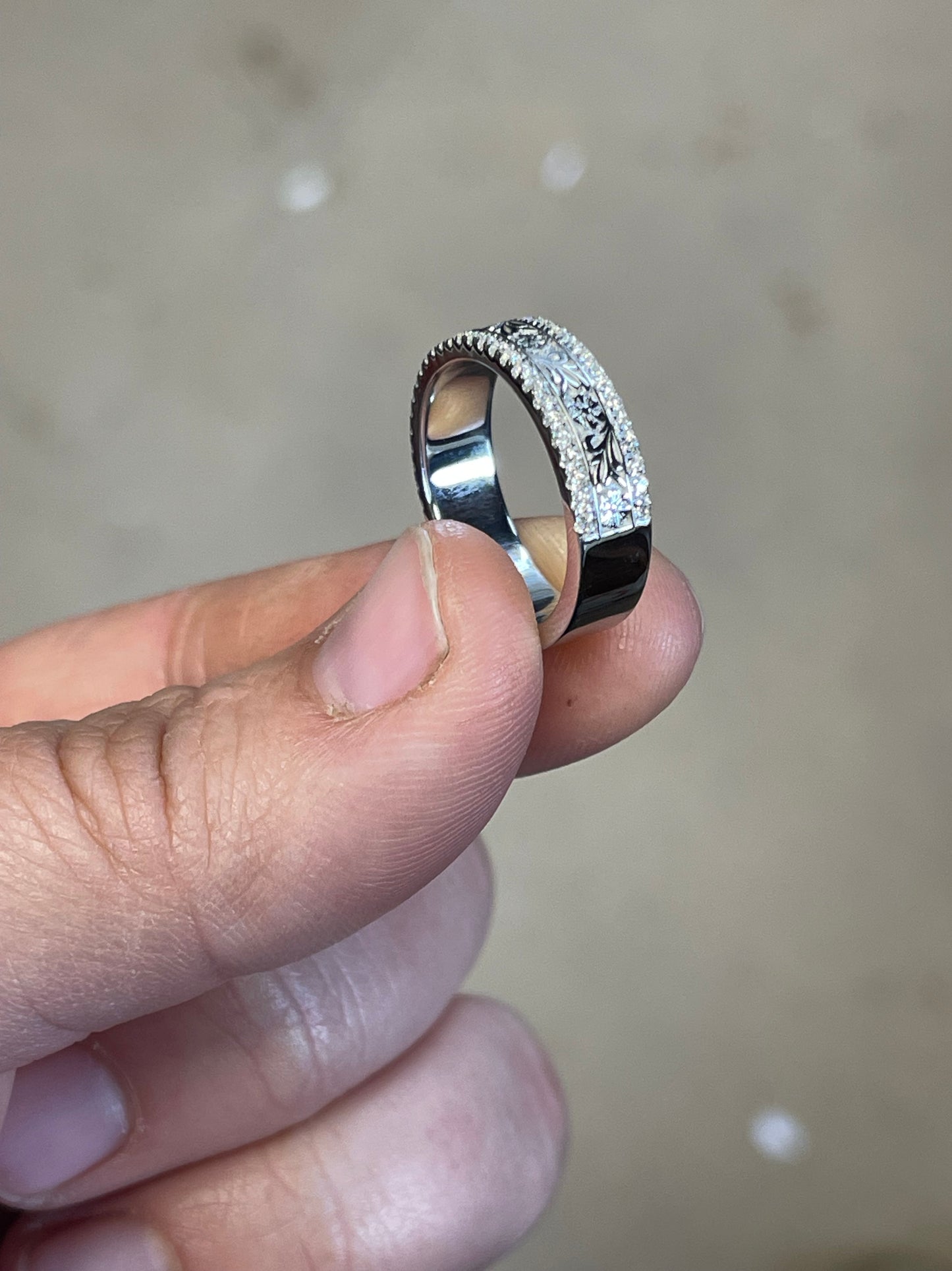 Colleen Moissanite Sterling Silver Wedding Band