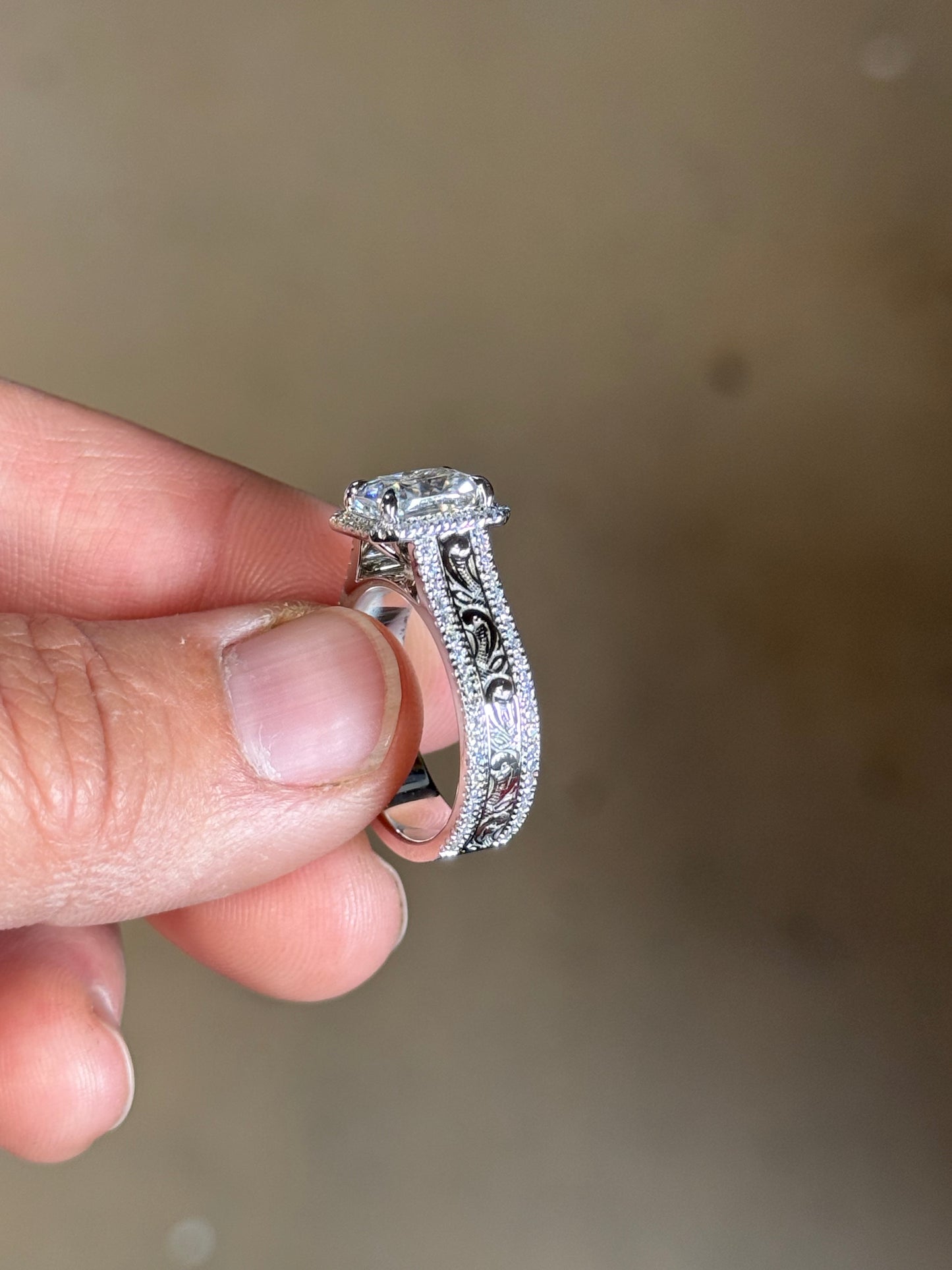 Kennedy 8.5US Cathedral Sterling Silver Engagement Ring Engagement Rings Tines Ranch Co