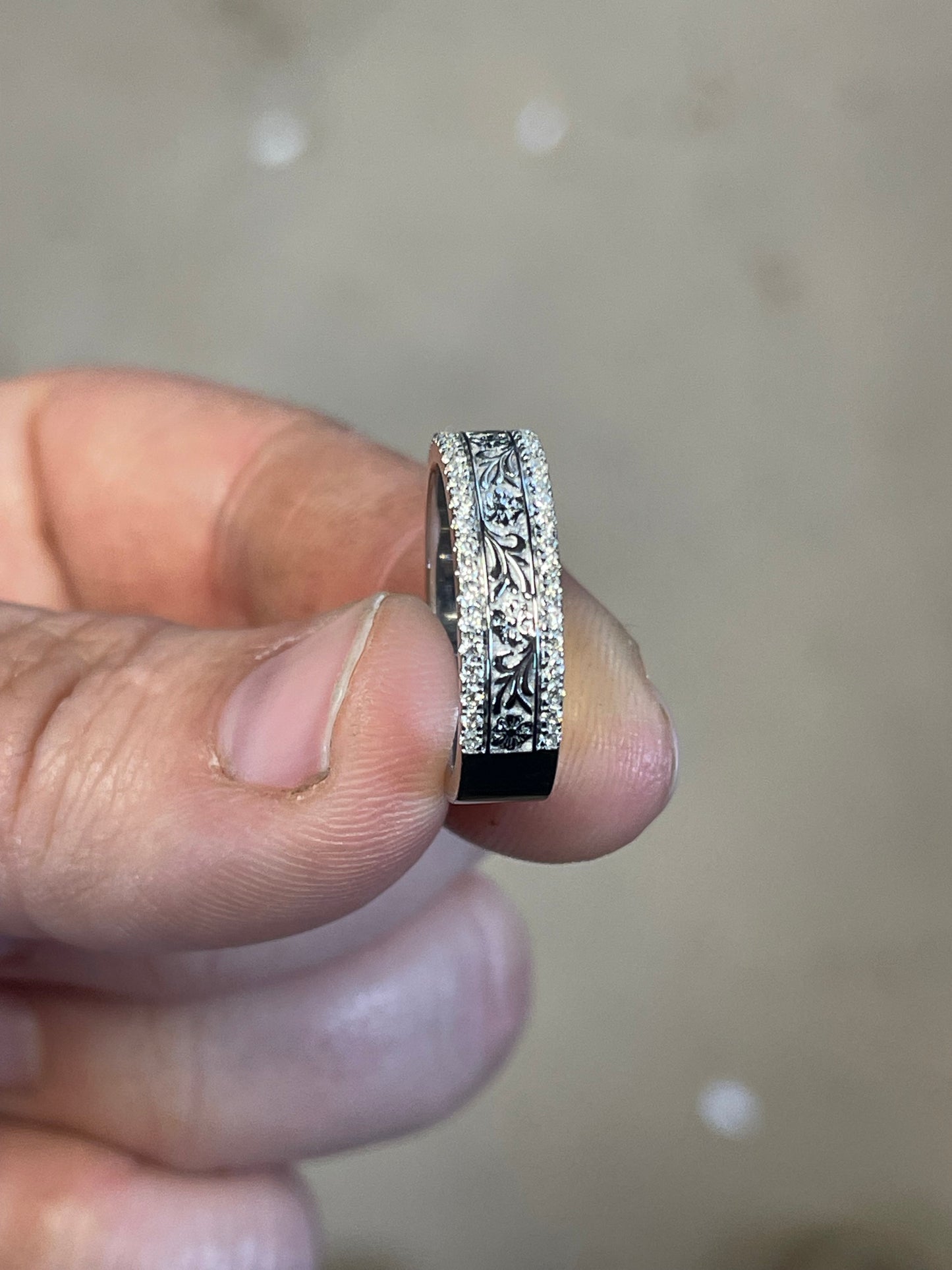 Colleen Moissanite Sterling Silver Wedding Band
