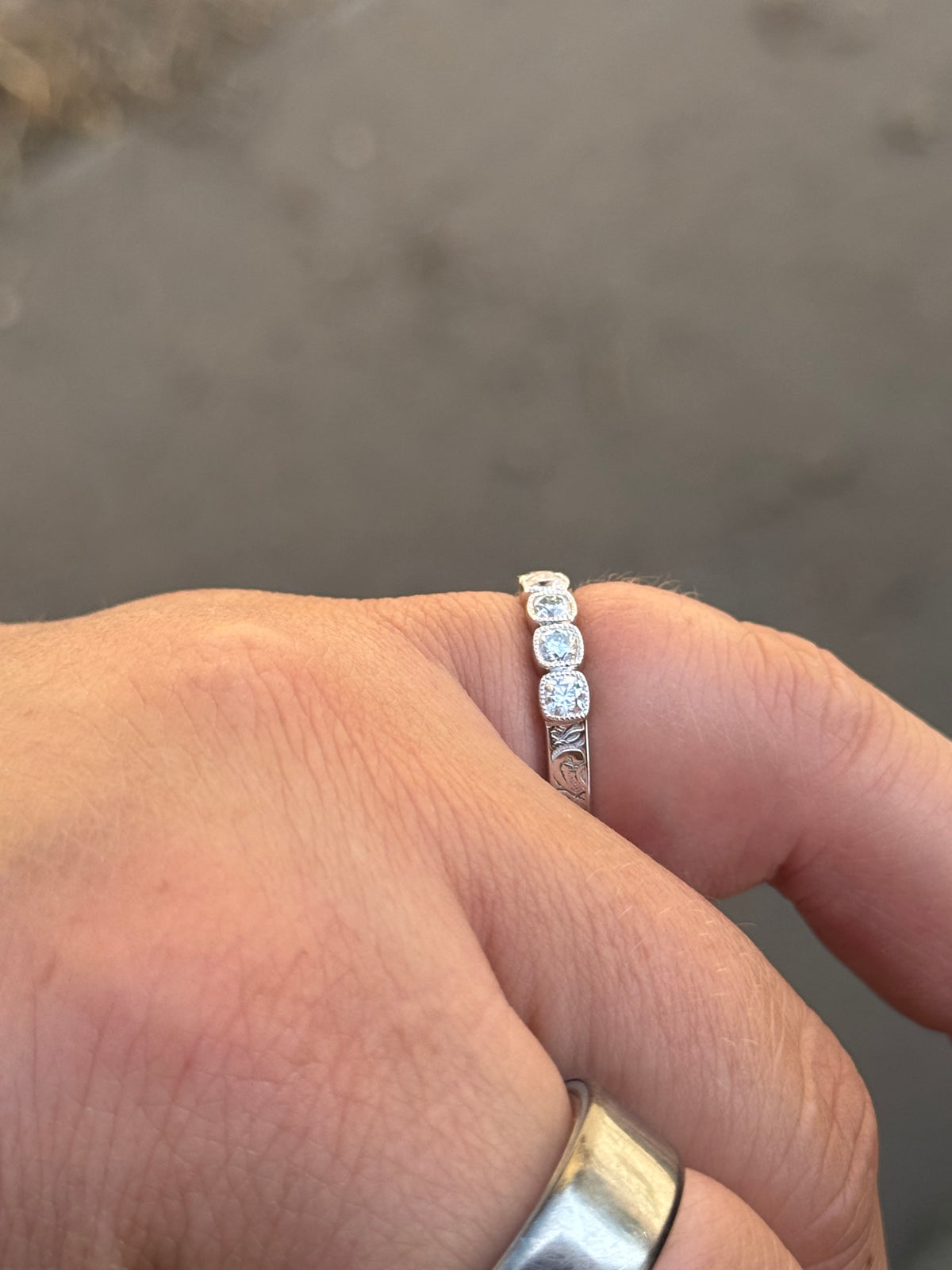 Brayden Bezel Sterling Silver Moissanite Wedding Band Tines Ranch Co
