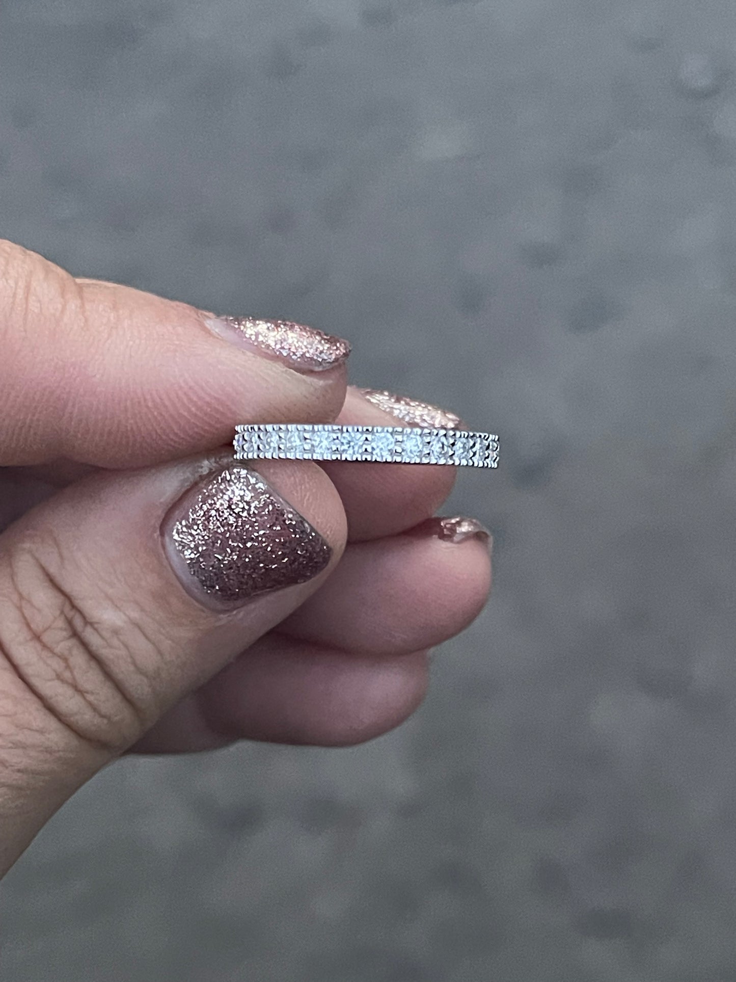 Marren Moissanite Sterling Silver Wedding Band