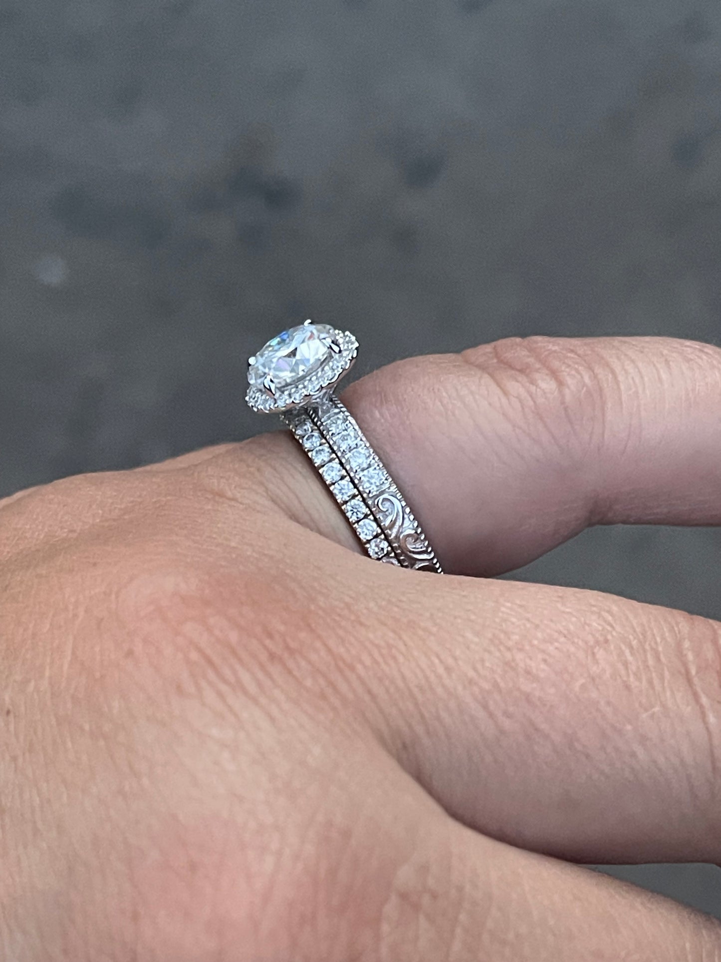 Marren Moissanite Sterling Silver Wedding Band