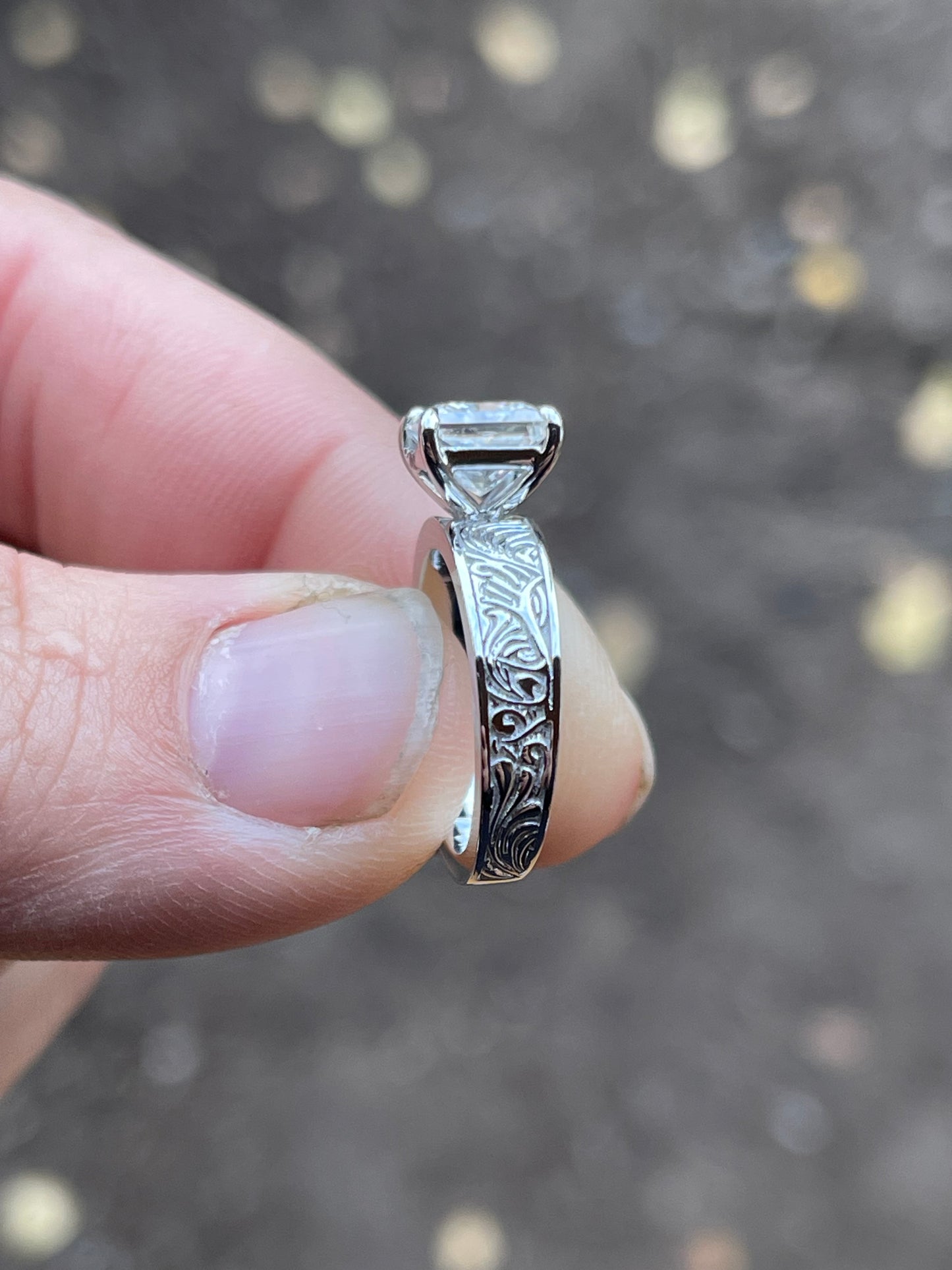 Elk Antler 1.5ct Princess Engagement Ring