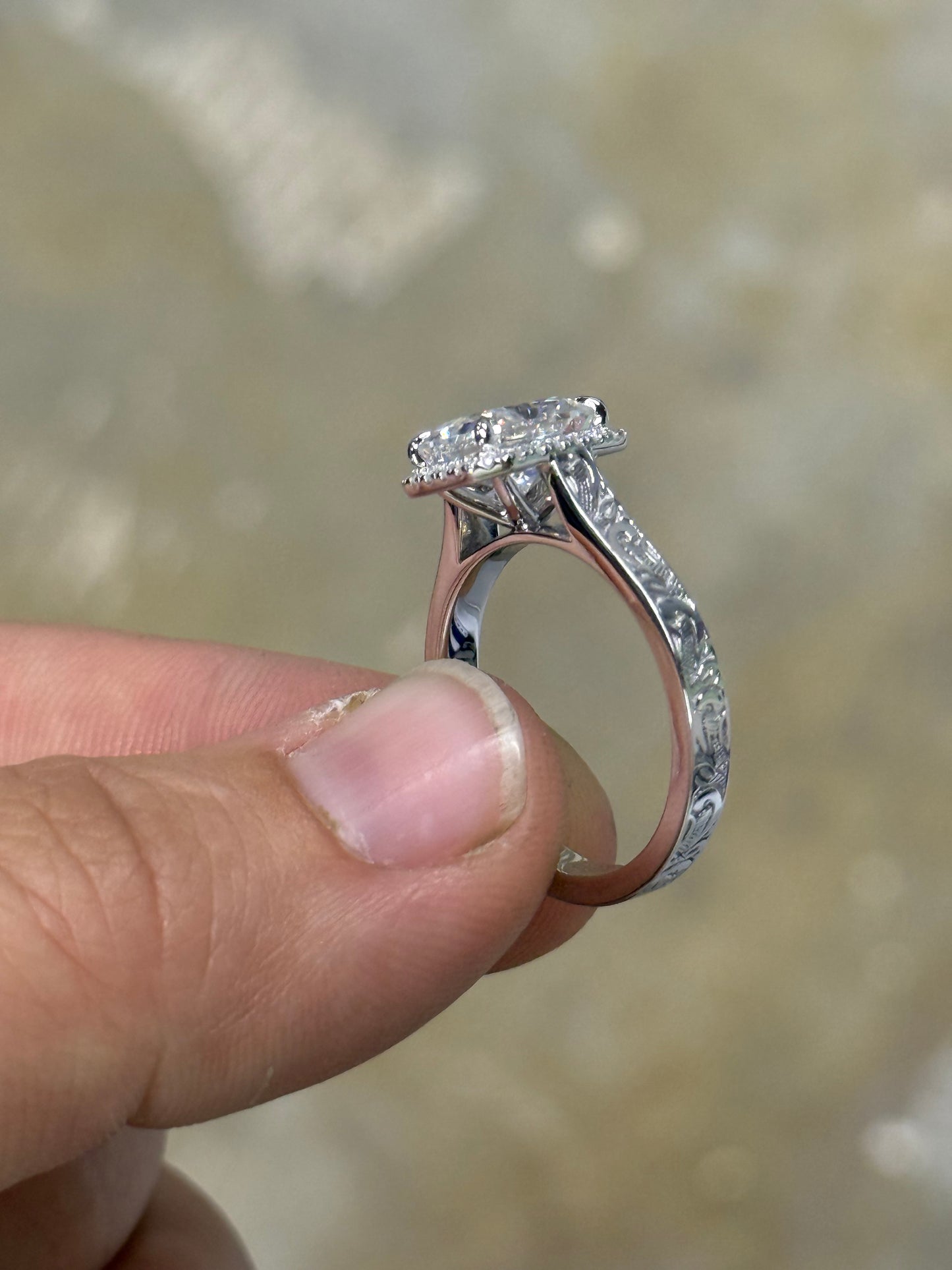 Nadeen Cathedral Sterling Silver Engagement Ring
