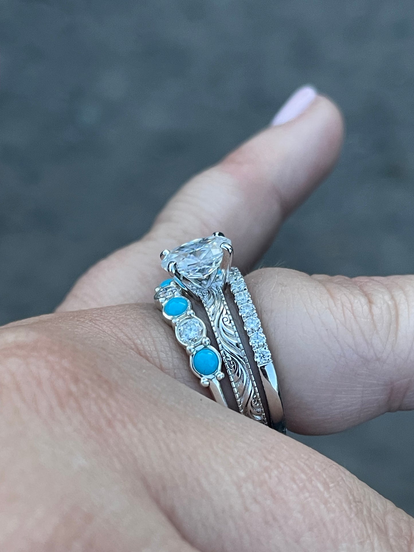 Curved Rylee Moissanite Wedding Band