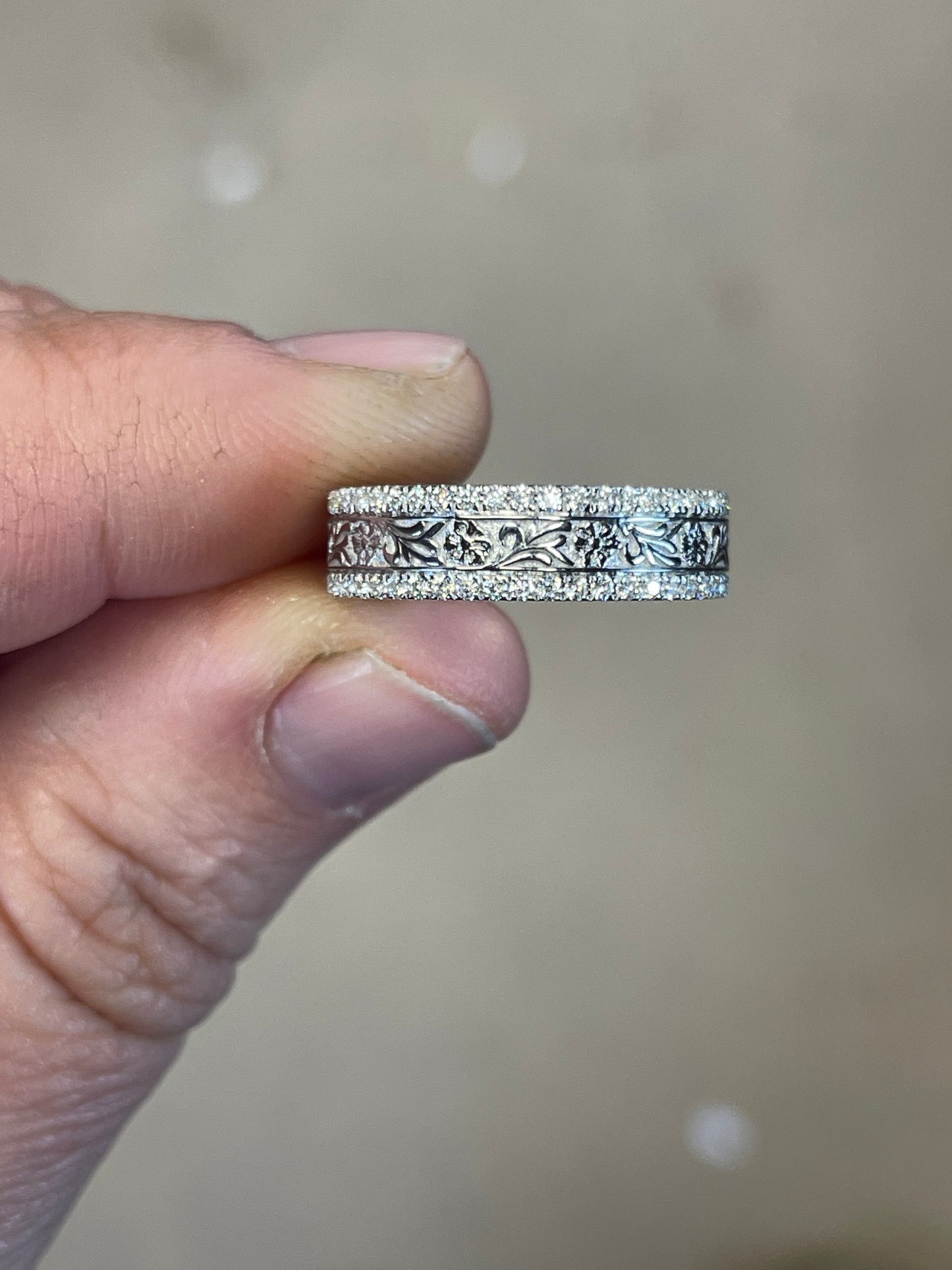 Colleen Moissanite Sterling Silver Wedding Band