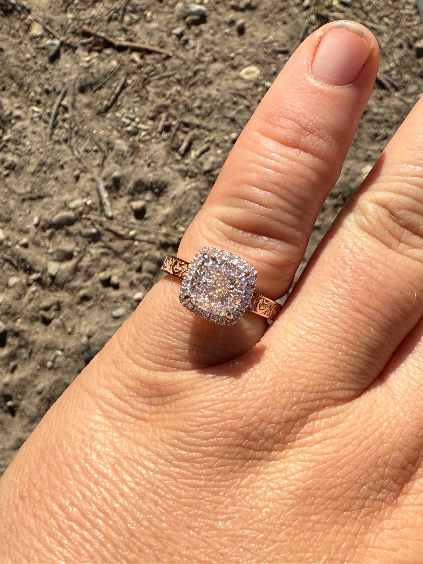 Thistle 7US 14k Rose Gold DIAMOND Engagement Ring