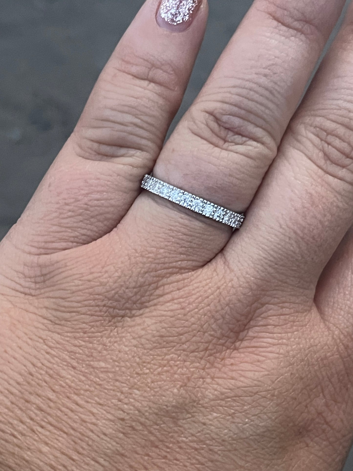Marren Moissanite Sterling Silver Wedding Band