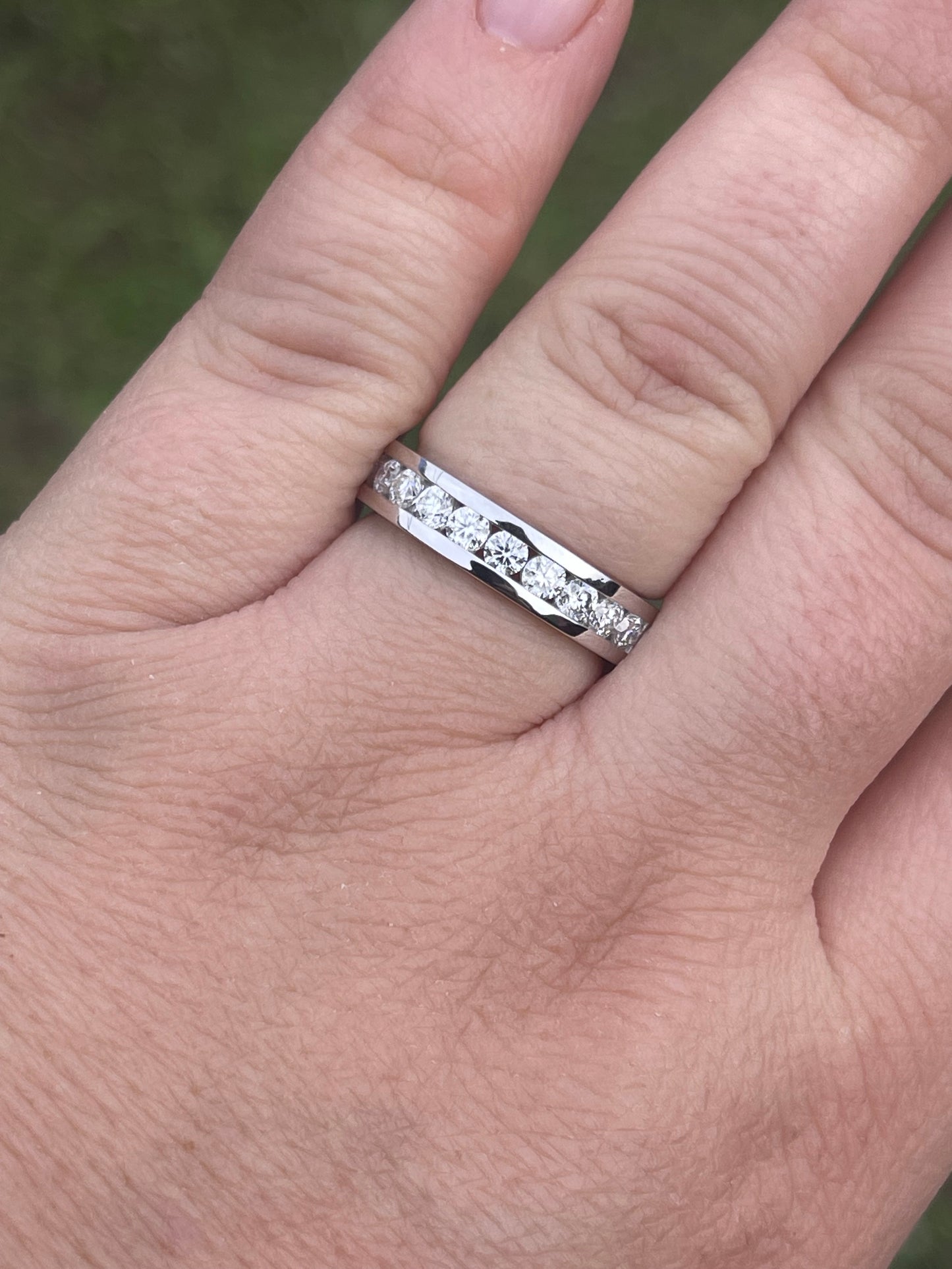 Harrison Moissanite Sterling Silver Wedding Band