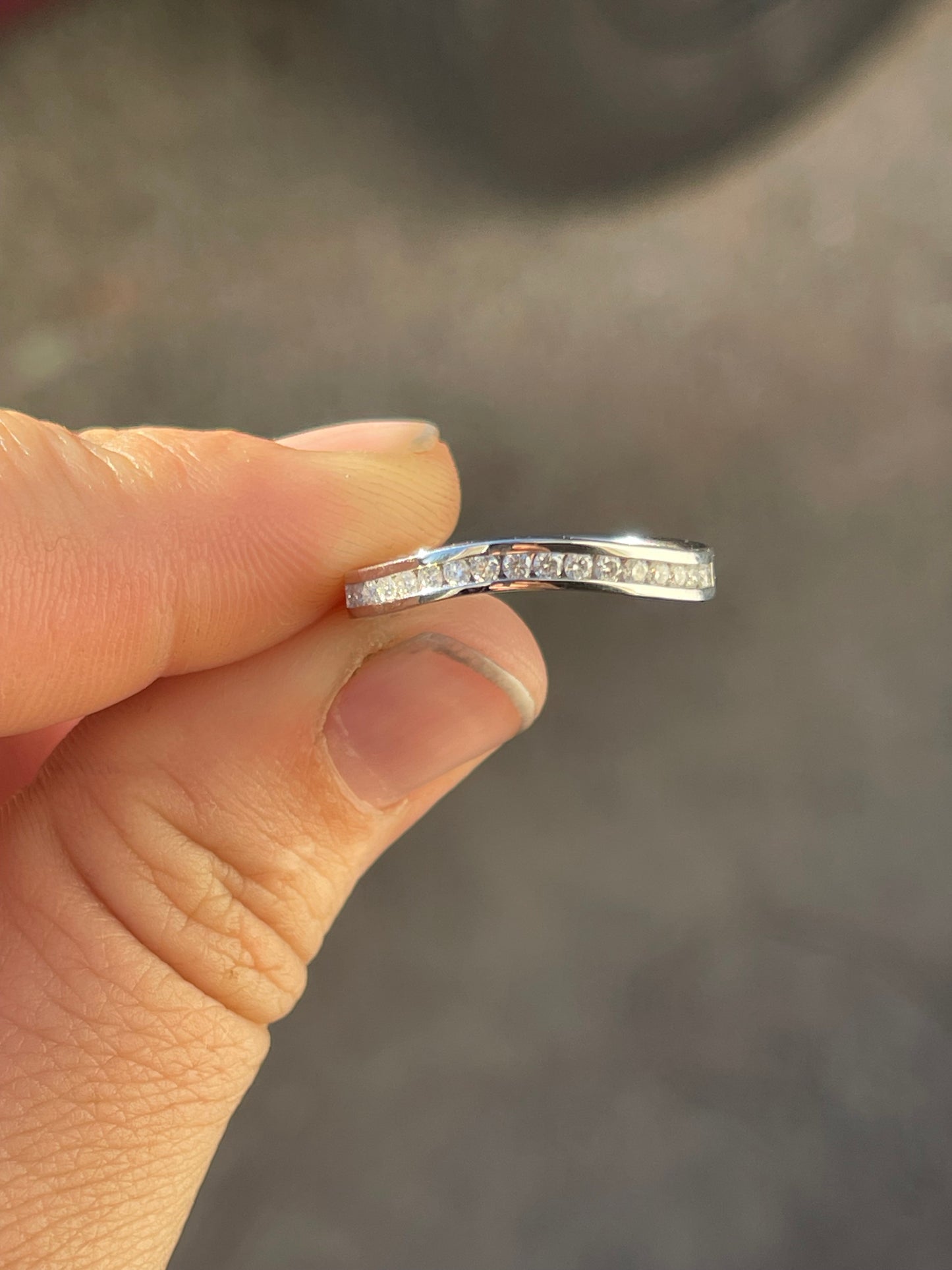 Kennie Moissanite Sterling Silver Wedding Band