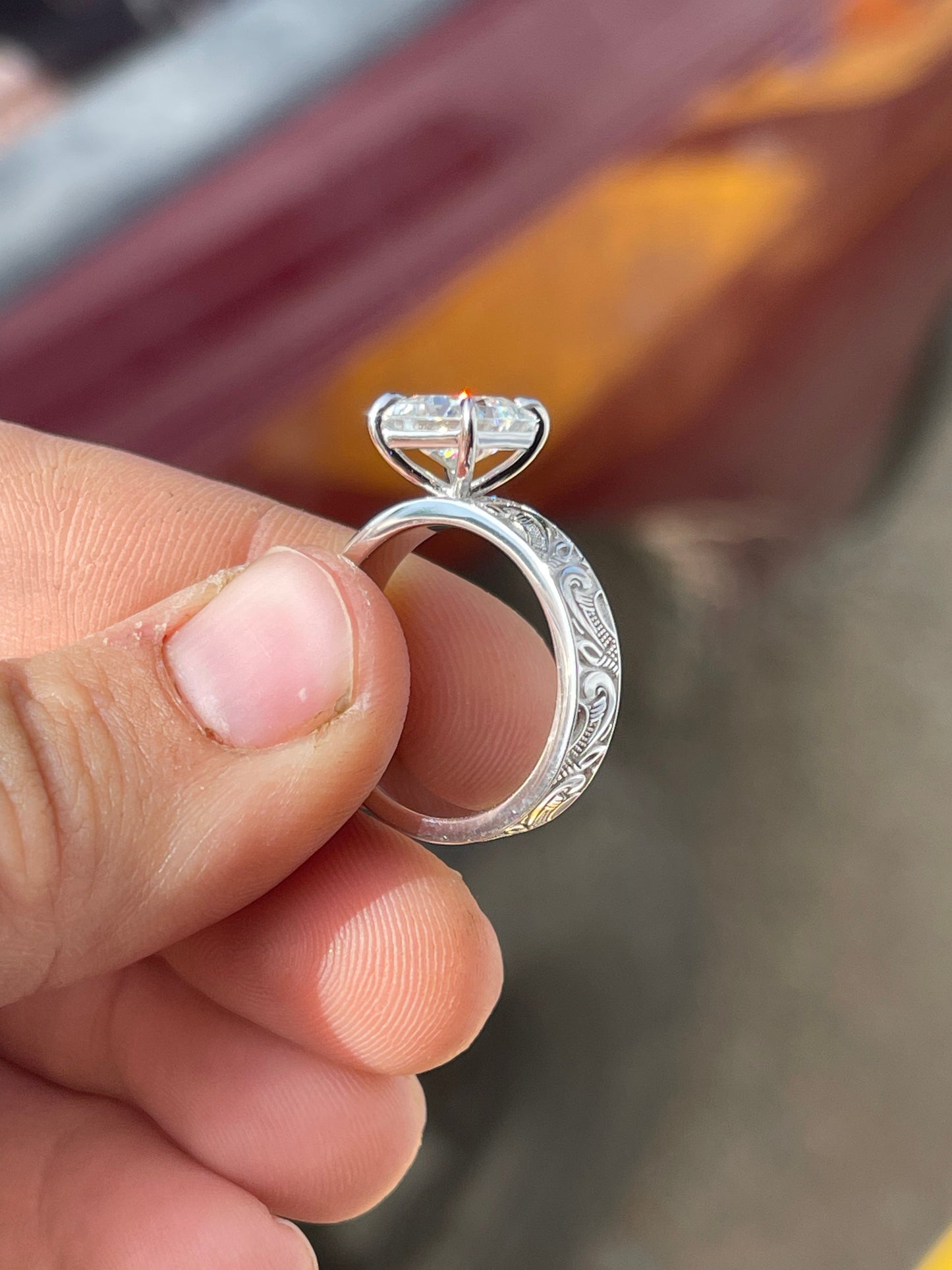 Priscilla 7US 10K White Gold Engagement Ring