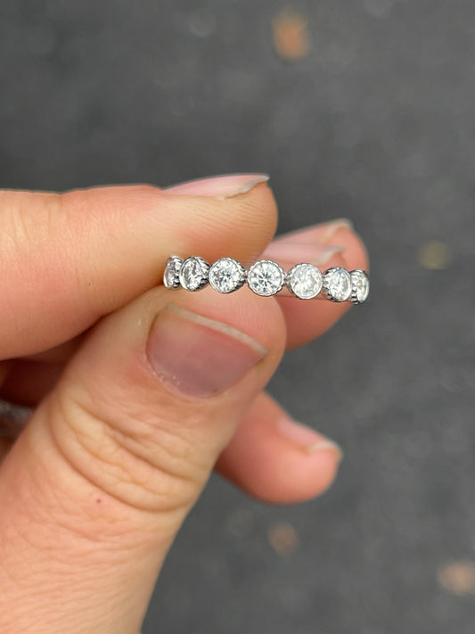 Minnie 7 Stone Moissanite Sterling Silver Wedding Band