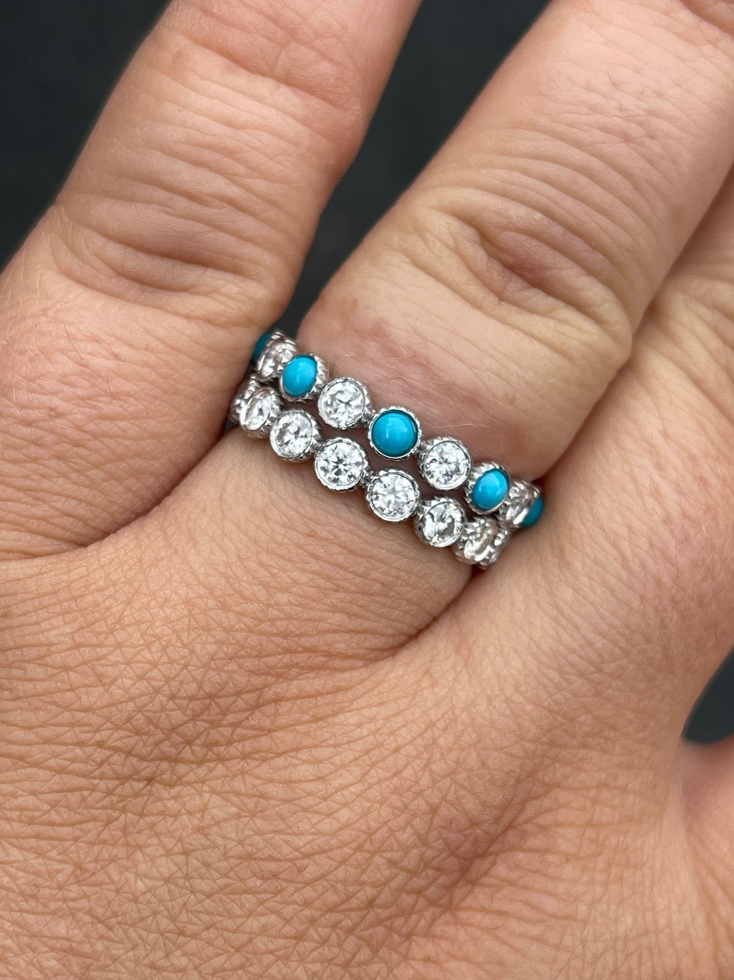 LeeAnn Turquoise & Moissanite Wedding Band