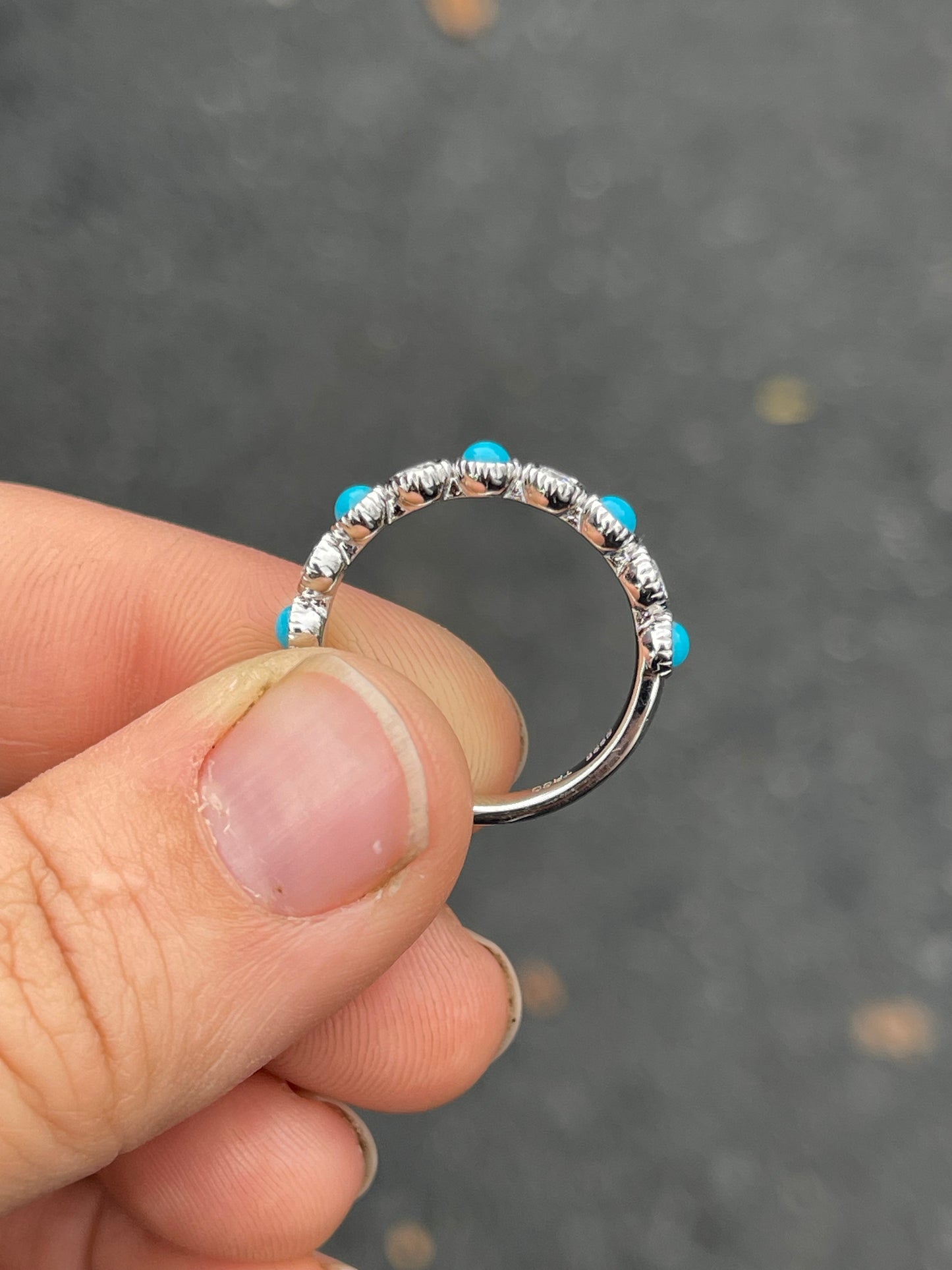 LeeAnn Turquoise & Moissanite Wedding Band