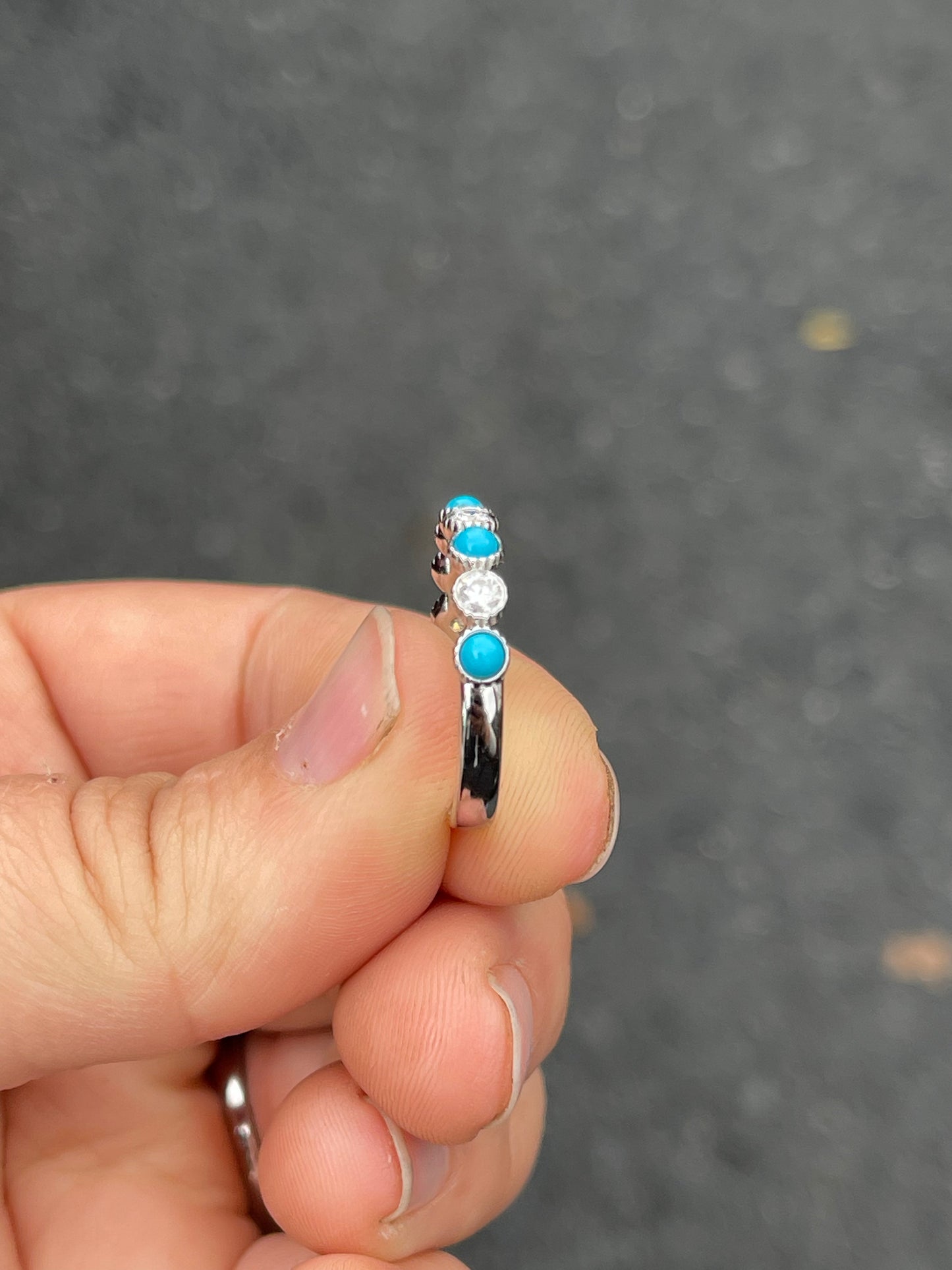 LeeAnn Turquoise & Moissanite Wedding Band