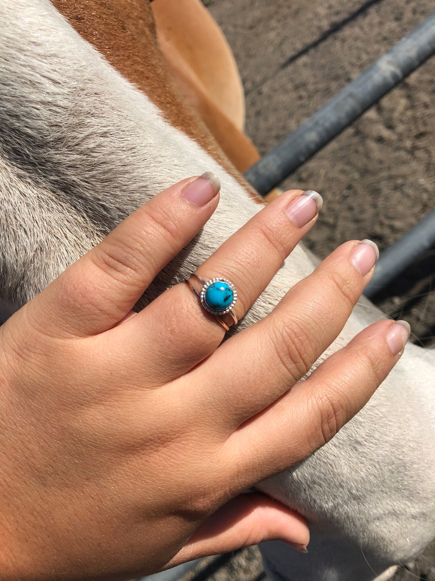 7 & 8 US 8mm Turquoise Sterling Silver Ring