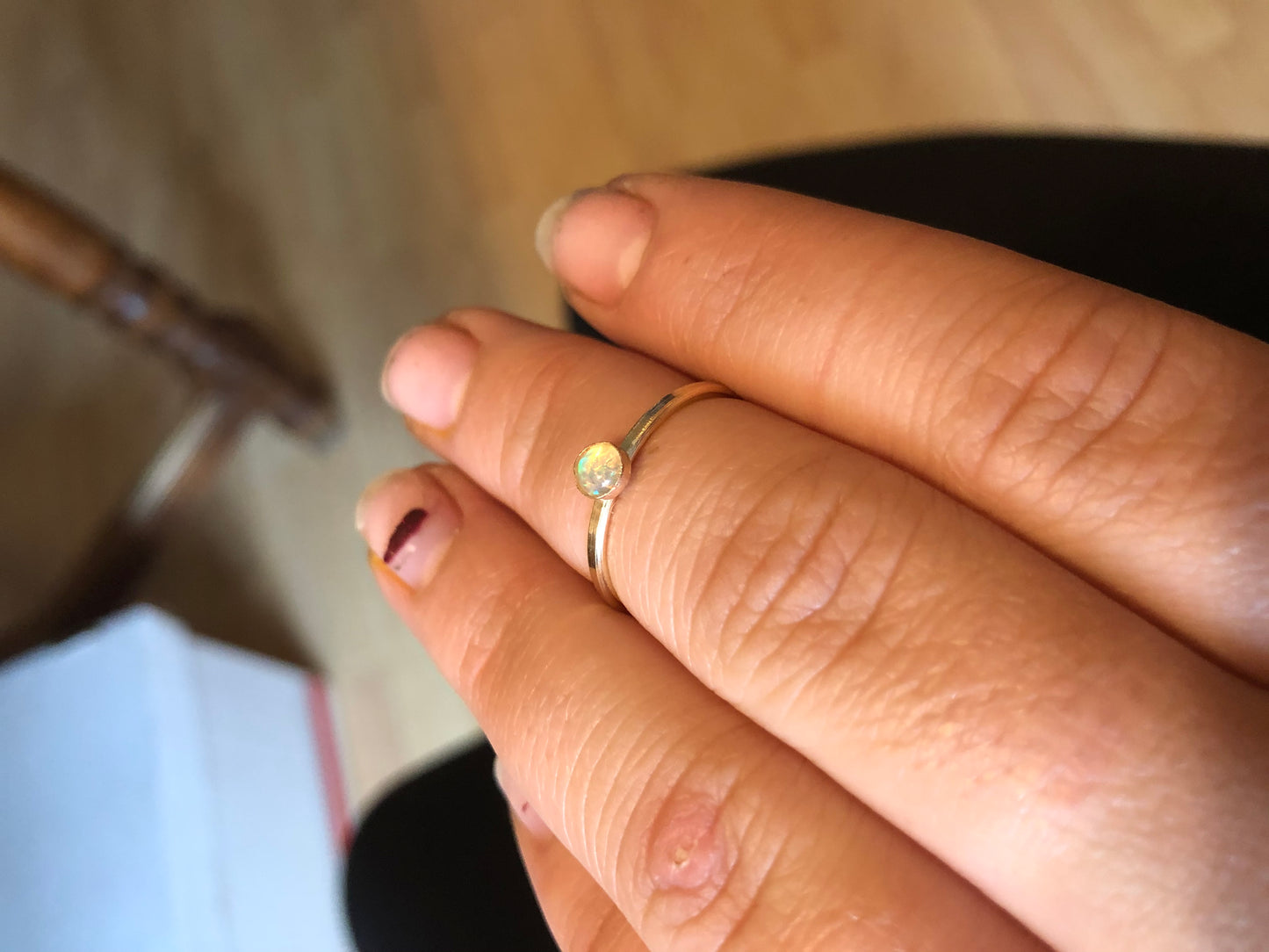 Charlotte 8US 4mm Ethiopian Opal 14K Gold Filled Ring