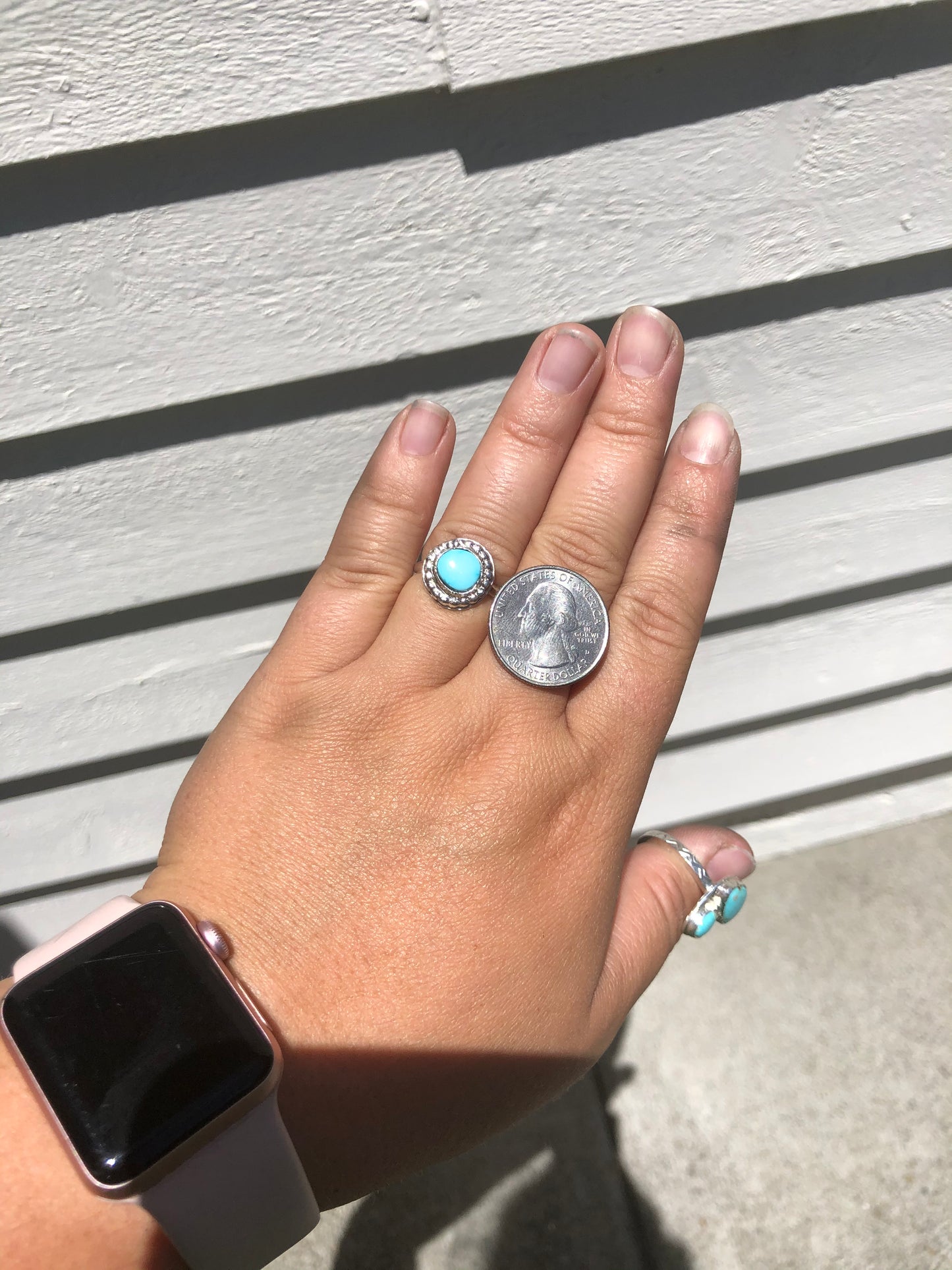8US Sunflower Blue Bird Turquoise & Sterling Silver Ring