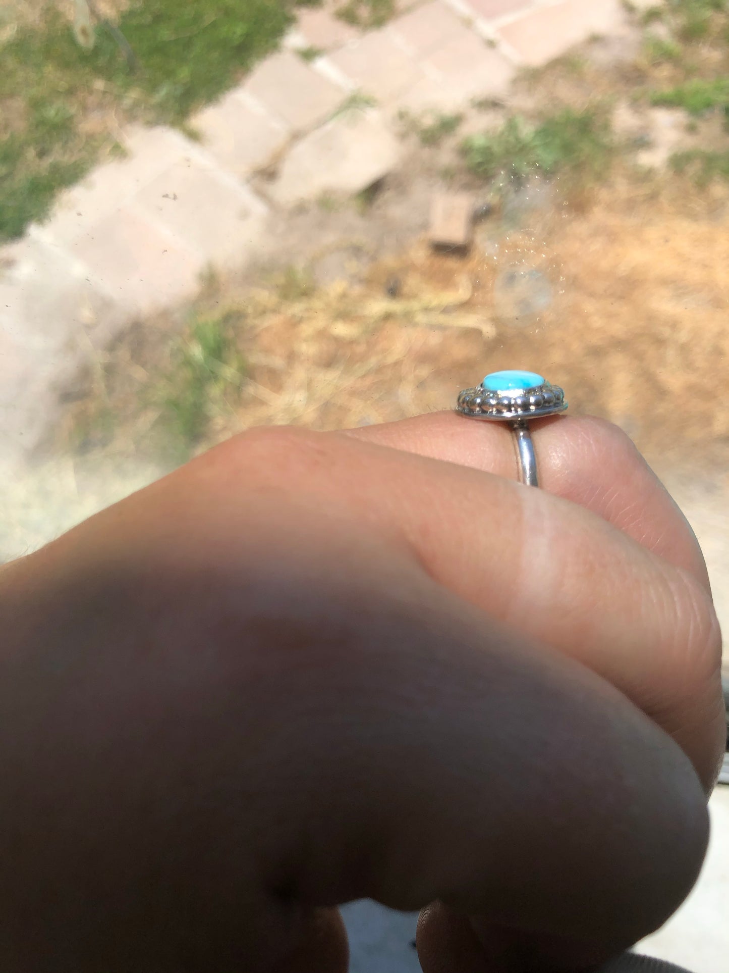 8US Sunflower Blue Bird Turquoise & Sterling Silver Ring