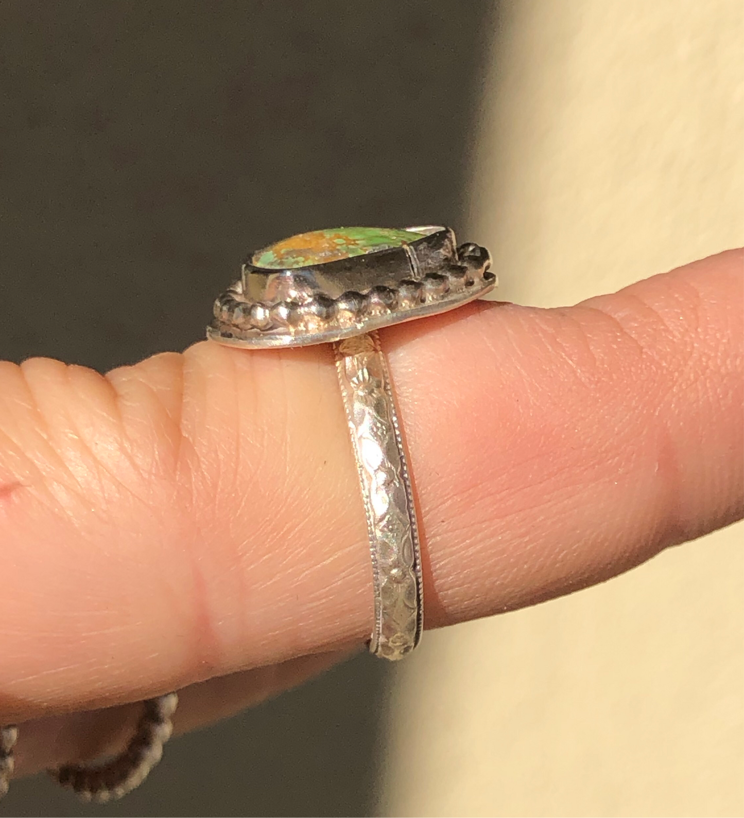 7US Pepper Sonoran Turquoise w/ Kendall Band Sterling Silver Ring.