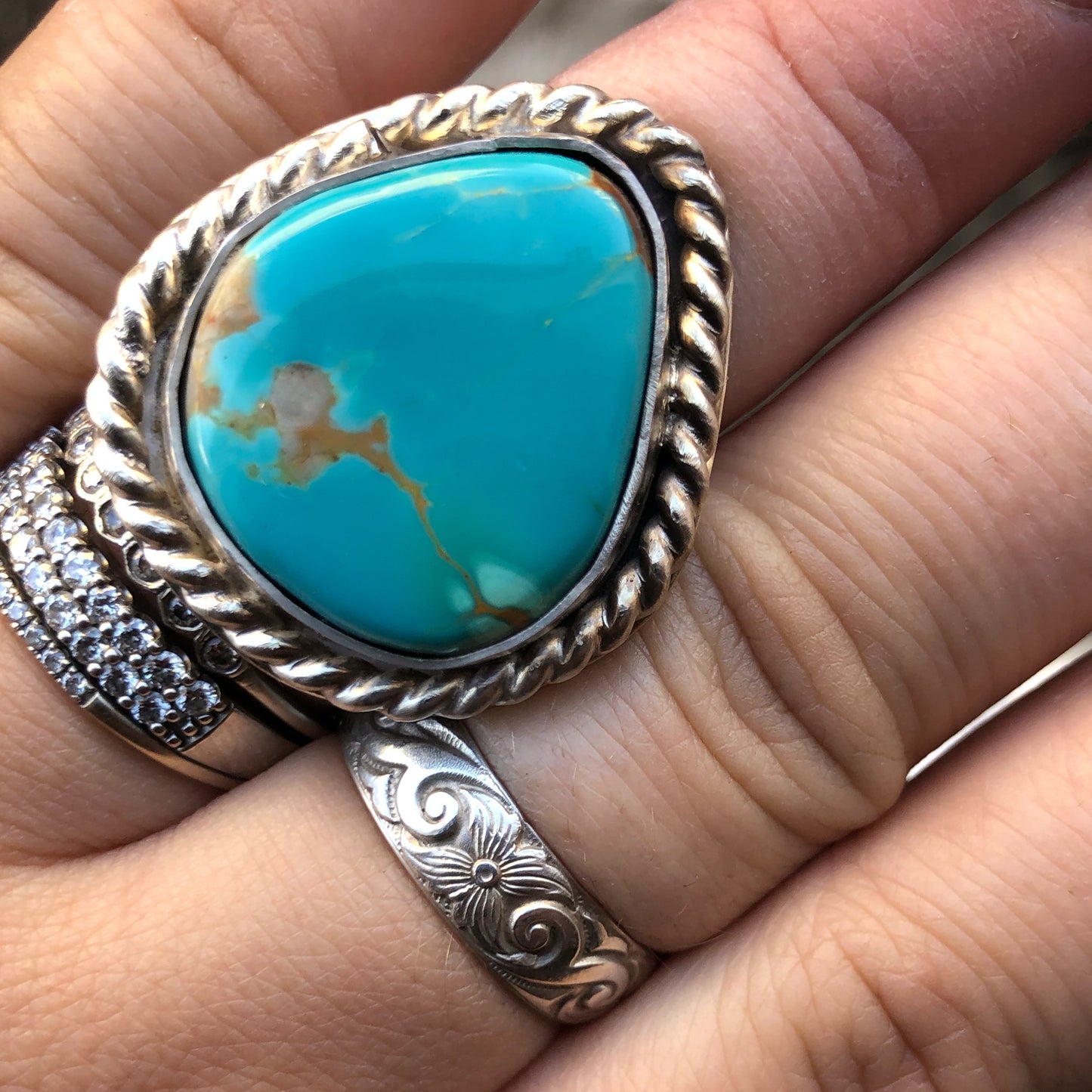 CUSTOM Turquoise Sterling Silver Ring sterling silver turquoise ring Tines Ranch Co