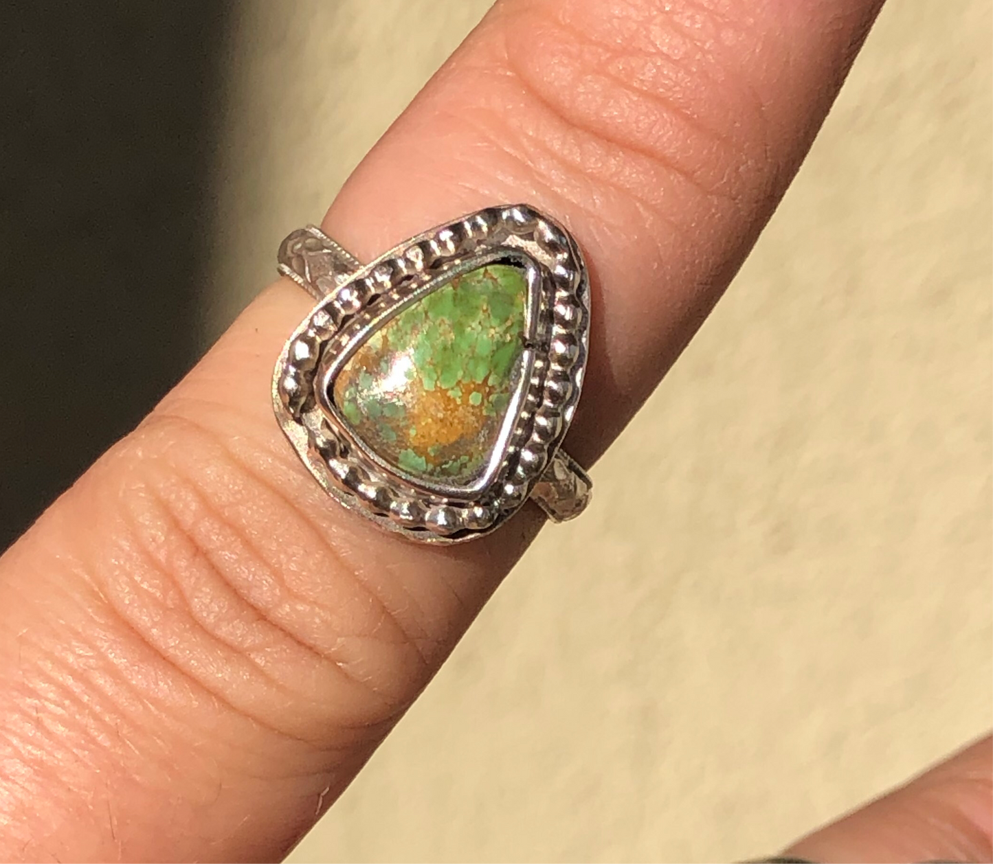 7US Pepper Sonoran Turquoise w/ Kendall Band Sterling Silver Ring.