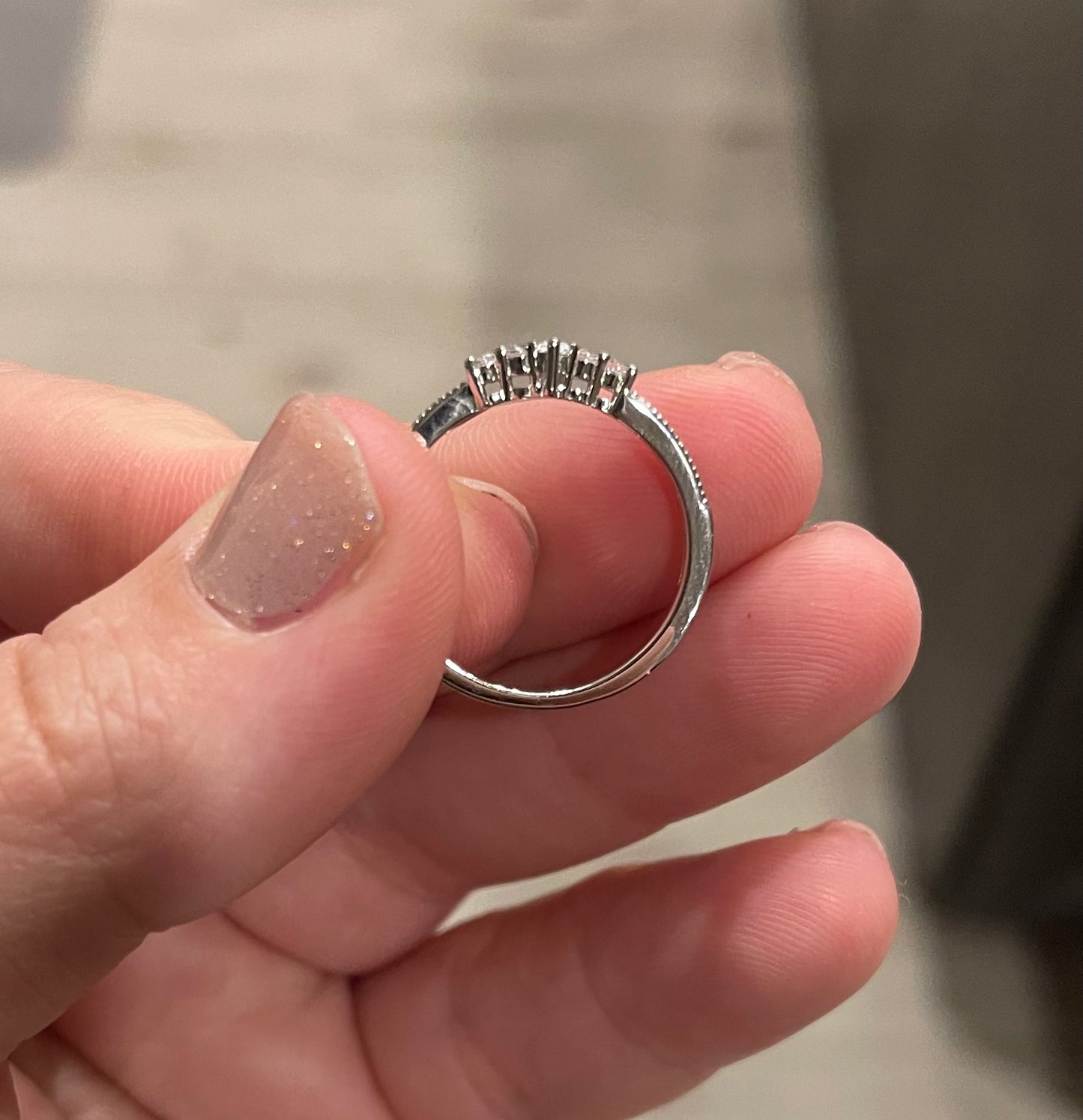 Dainty Round Cut with Baguette CZ Sterling Silver Engagement Ring