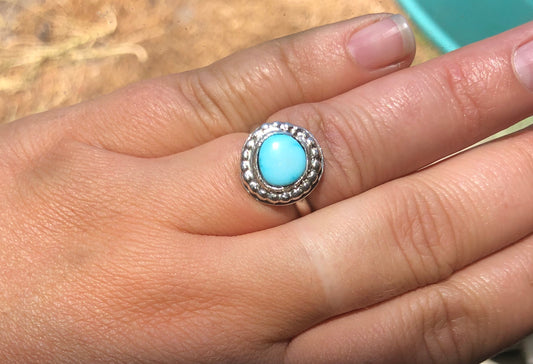 8US Sunflower Blue Bird Turquoise & Sterling Silver Ring