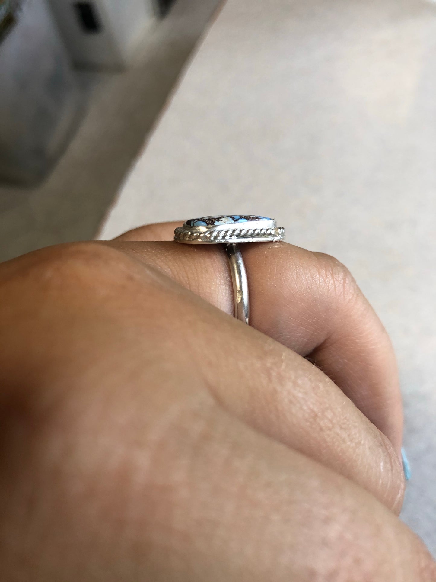 8US Tally Golden Hill Turquoise Sterling Silver Ring