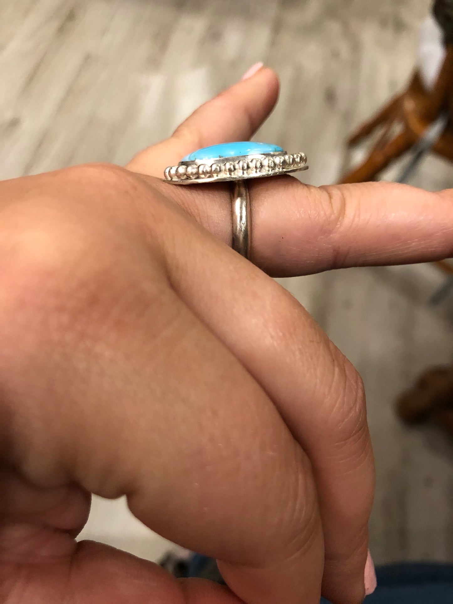 8US Cloudy Golden Hill Turquoise w/ Kendall Band Sterling Silver Ring