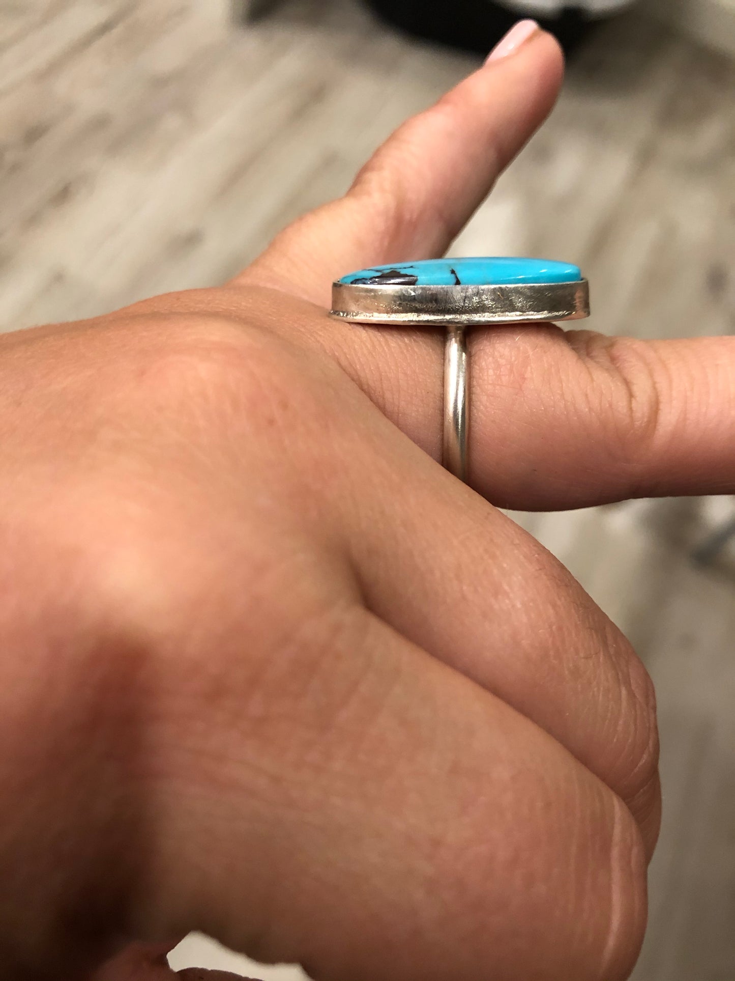 9US Victor Kingsman Turquoise w/ Kendall Band Sterling Silver Ring