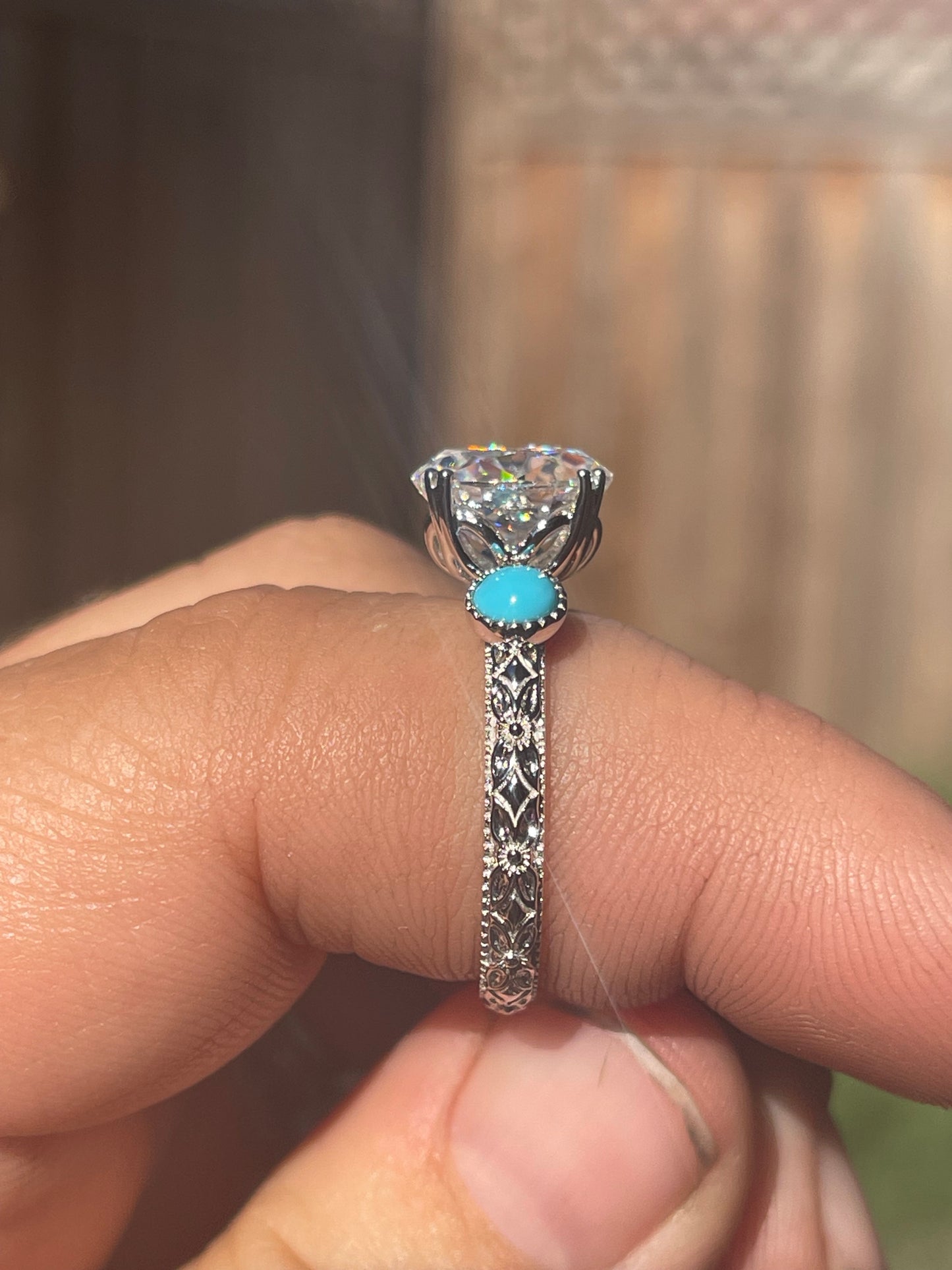 Victoria Turquoise Sterling Silver Engagement Ring