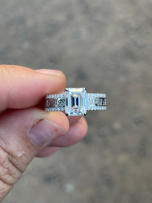 Jade Sterling Silver Engagement Ring