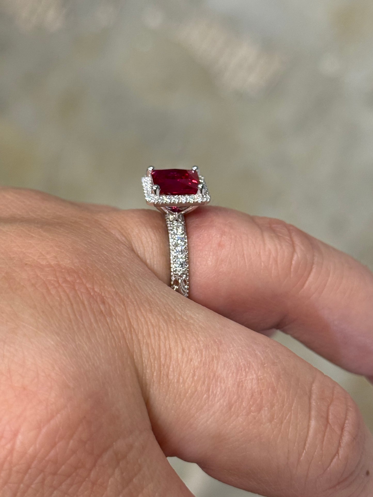 Ida Ruby Pave Sterling Silver Engagement Ring