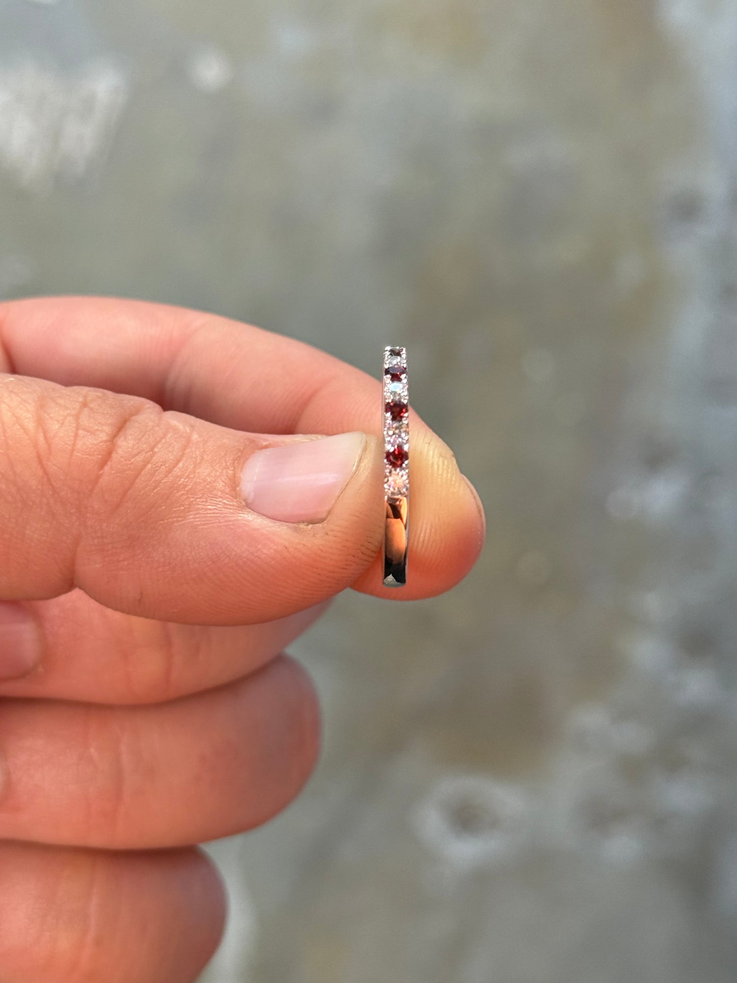 Rowelee Garnet and Moissanite Ring