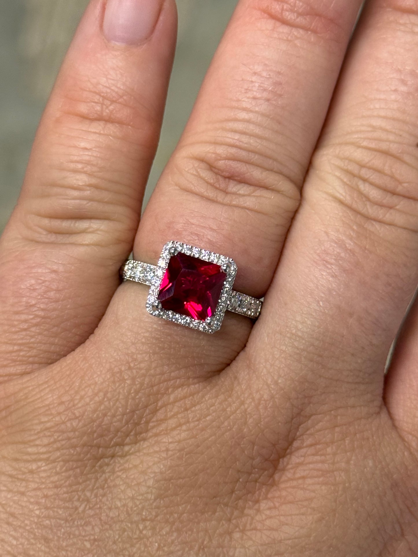 Ida Ruby Pave Sterling Silver Engagement Ring