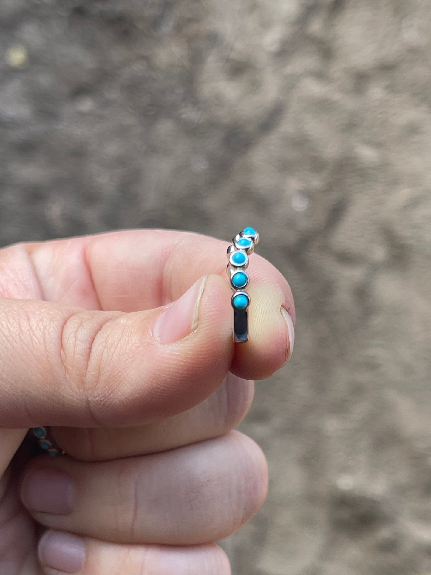 Curved Brooks Turquoise Wedding Band