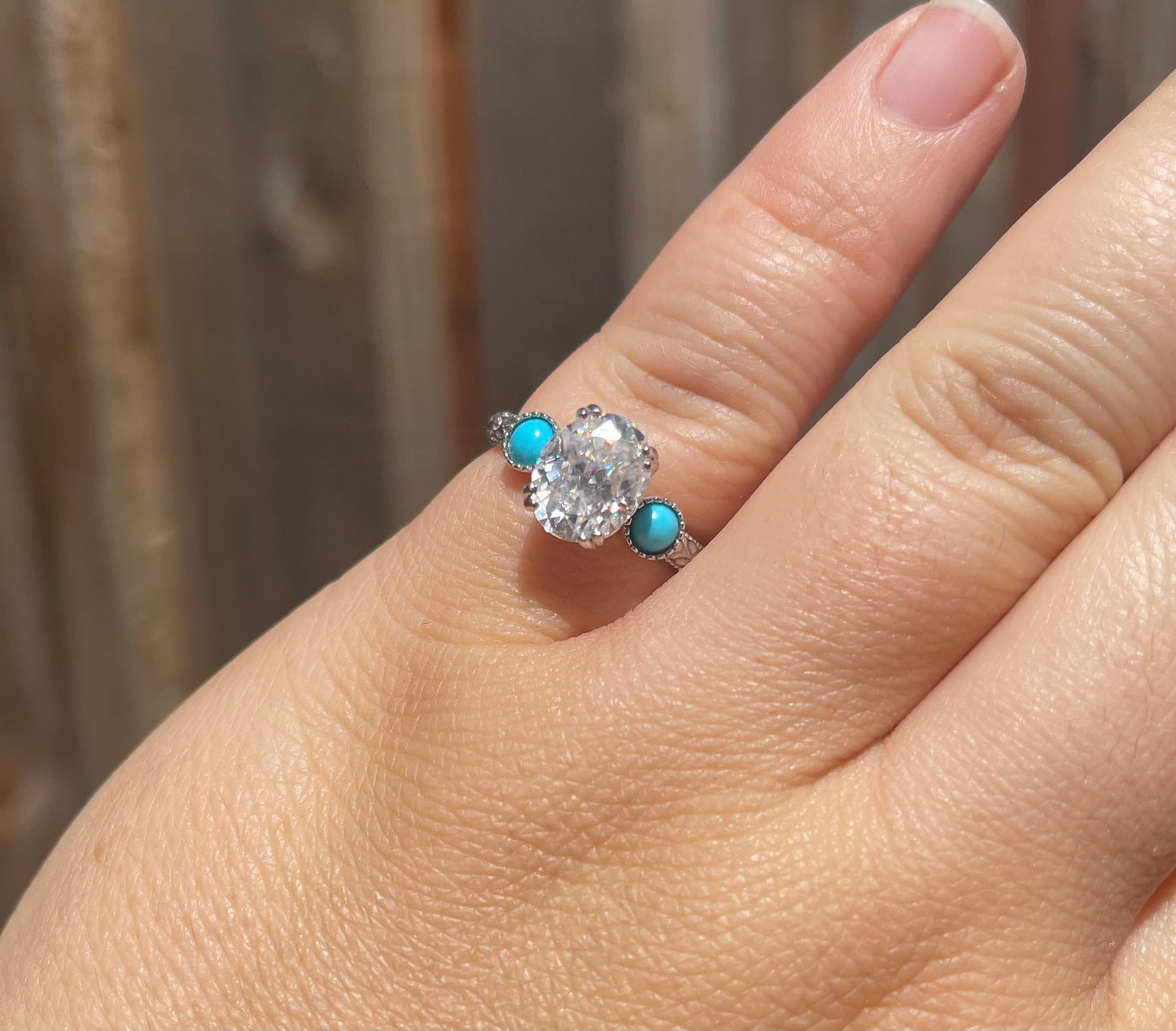 Victoria Turquoise Sterling Silver Engagement Ring